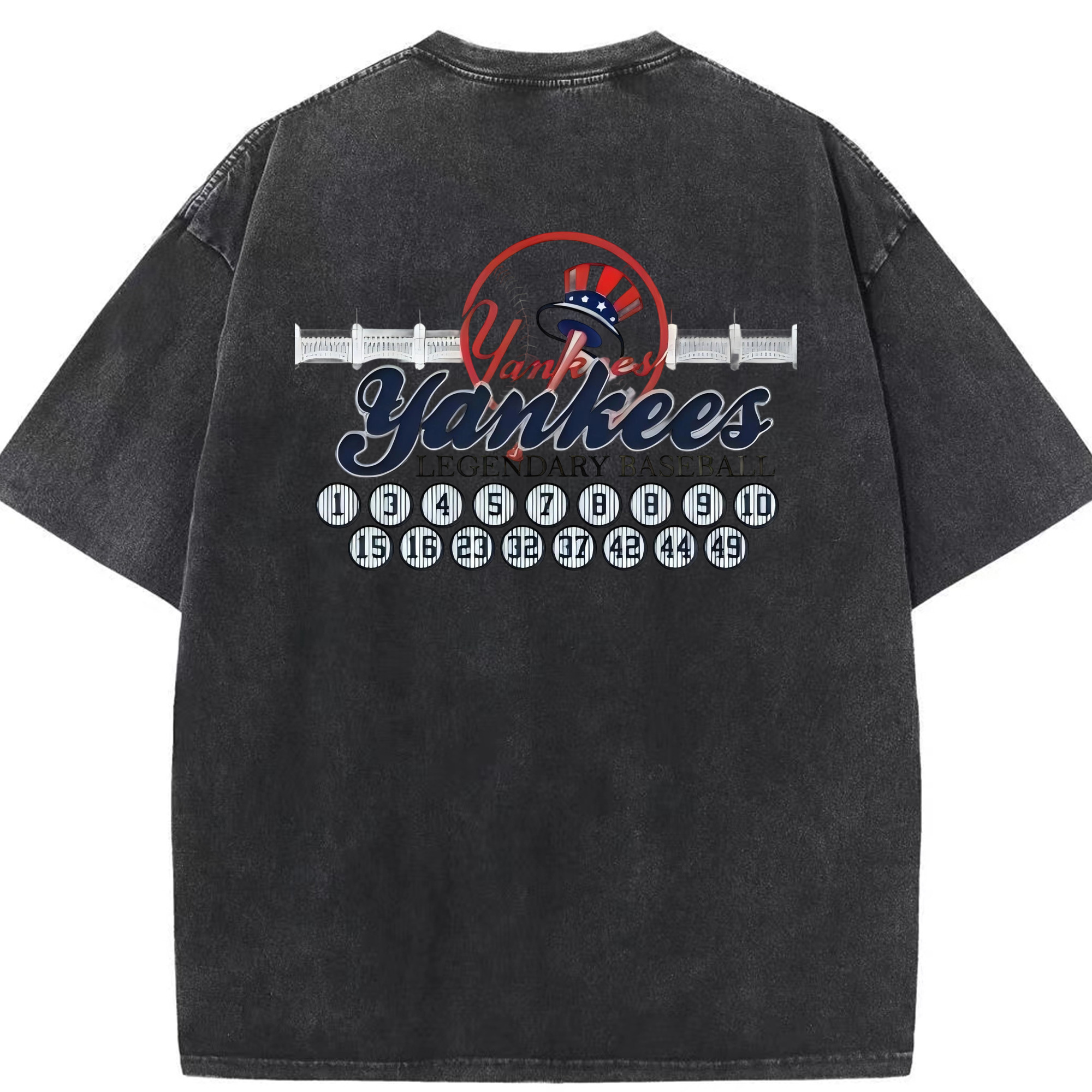 New York Yankees Legendary Baseball Washed Vintage 230g Cotton Oversized T-Shirt With Back Heat Transfer Print – Soft, Lightweight & Stylish – Comfortable Casual Wear For Sports & Everyday Use