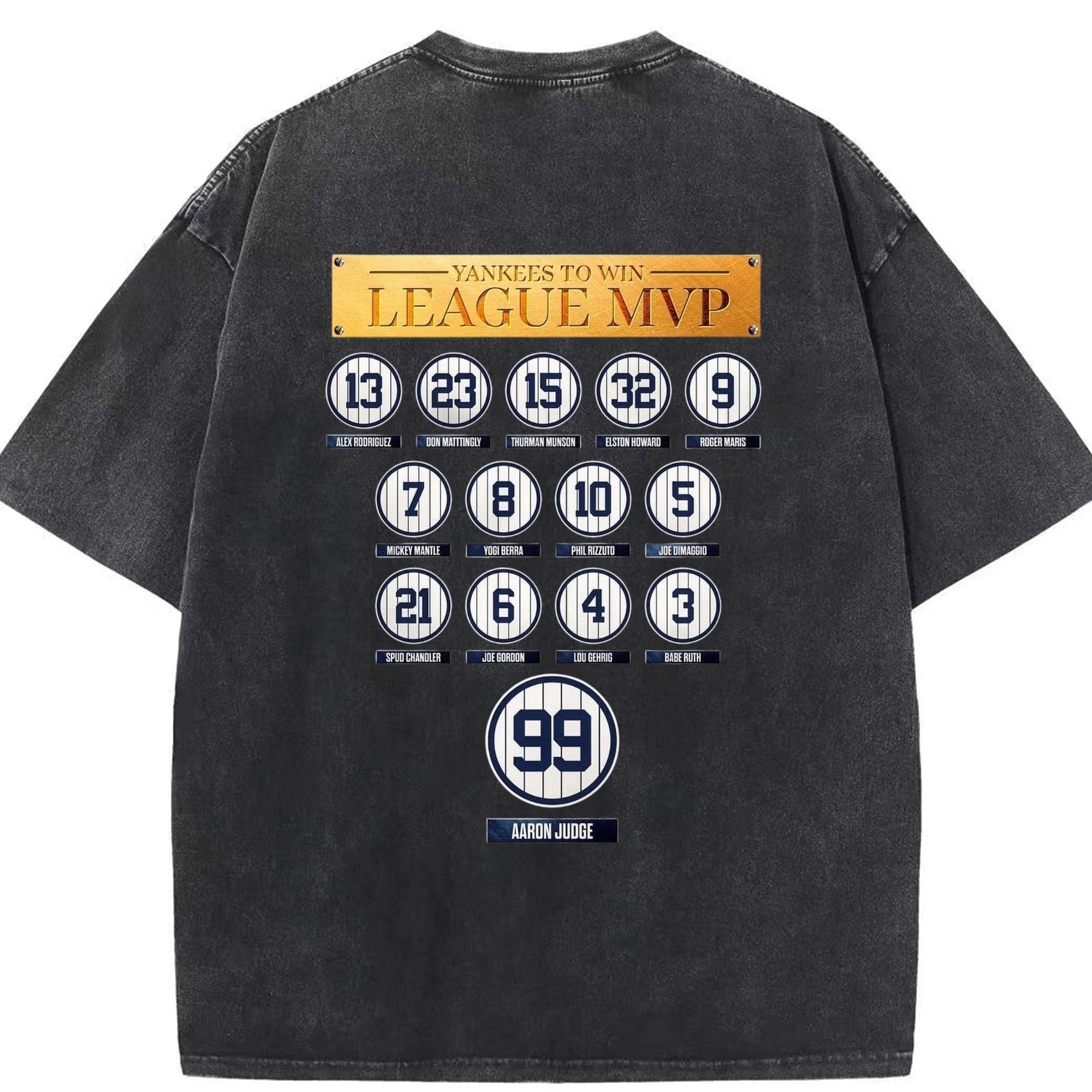 New York Yankees To Win League MVP Washed Vintage 230g Cotton Oversized T-Shirt With Back Heat Transfer Print – Soft, Lightweight & Stylish – Comfortable Casual Wear For Sports & Everyday Use