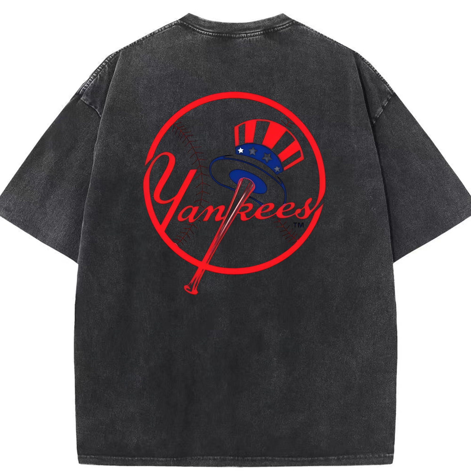 New York Yankees Logo Washed Vintage 230g Cotton Oversized T-Shirt With Back Heat Transfer Print – Soft, Lightweight & Stylish – Comfortable Casual Wear For Sports & Everyday Use