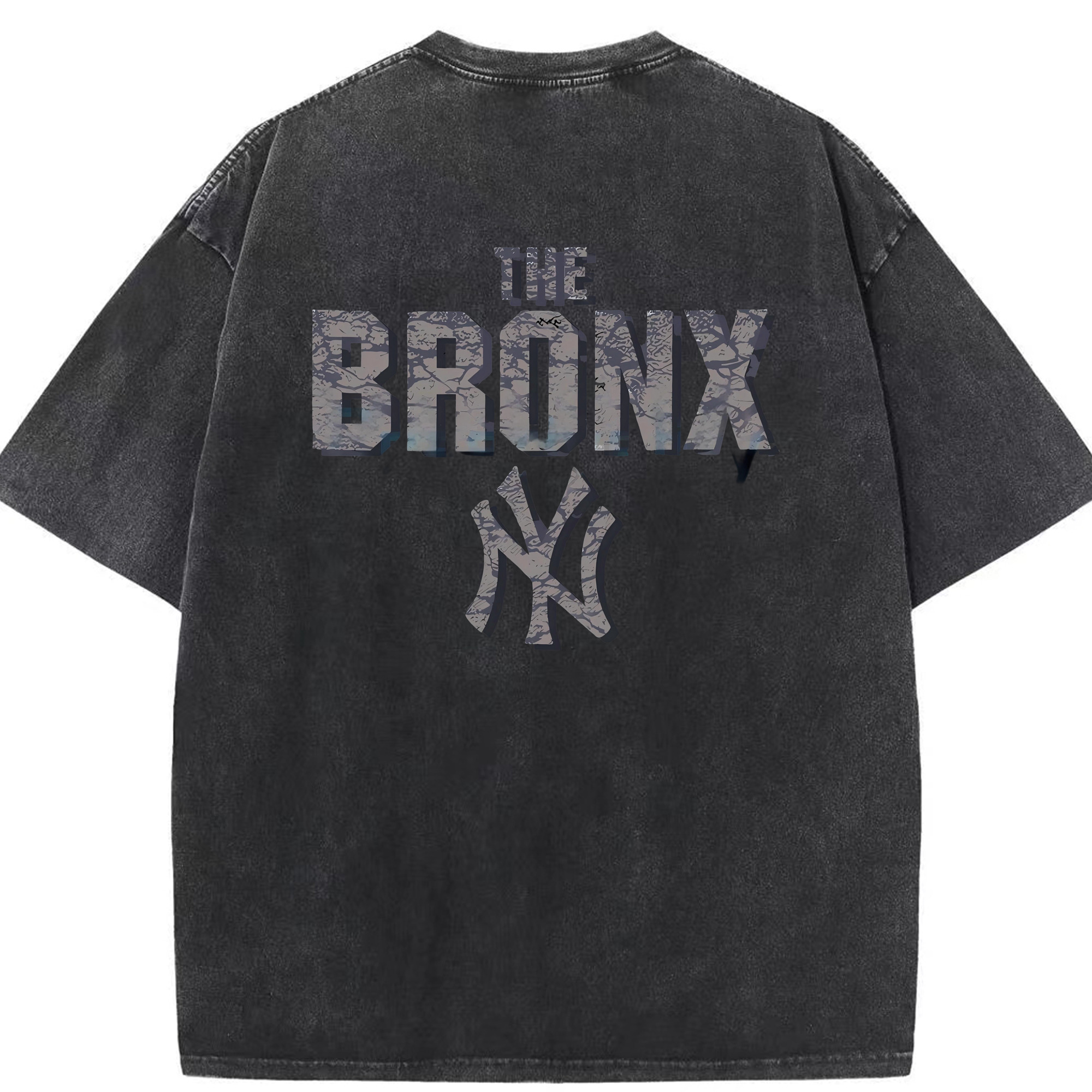 New York Yankees The Bronx Washed Vintage 230g Cotton Oversized T-Shirt With Back Heat Transfer Print – Soft, Lightweight & Stylish – Comfortable Casual Wear For Sports & Everyday Use