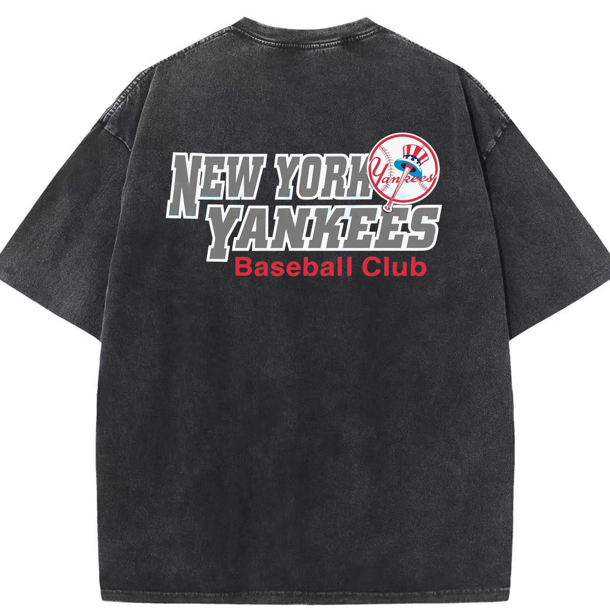 New York Yankees Baseball Club Washed Vintage 230g Cotton Oversized T-Shirt With Back Heat Transfer Print – Soft, Lightweight & Stylish – Comfortable Casual Wear For Sports & Everyday Use