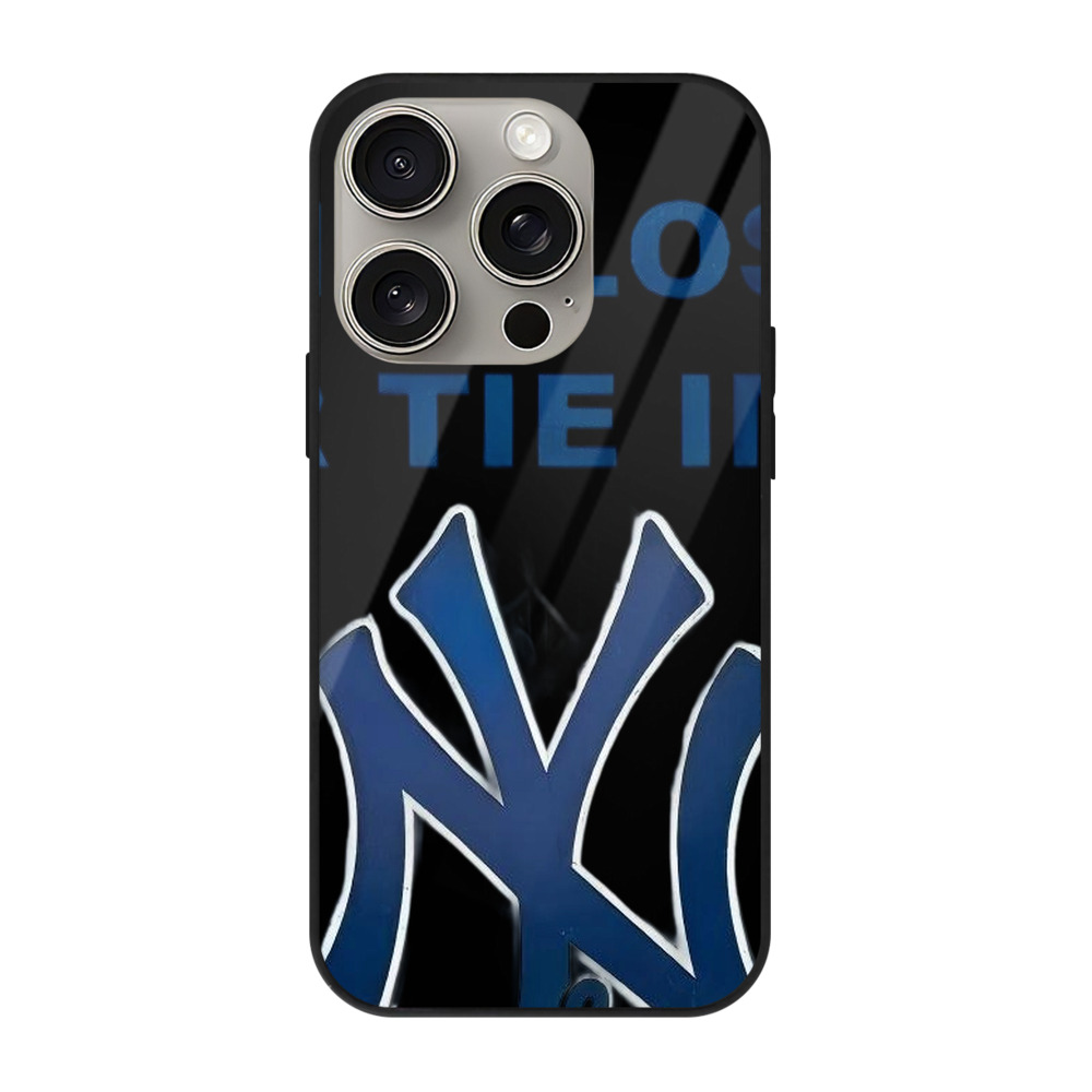 New York Yankees Win,Lose or Tie IMA Fan Till I Die IPhone 15 Pro Mirror Phone Case – UV Printed Glass + TPU – Scratch-Resistant, Wireless Charging Compatible, Precise Fit & Stylish Design