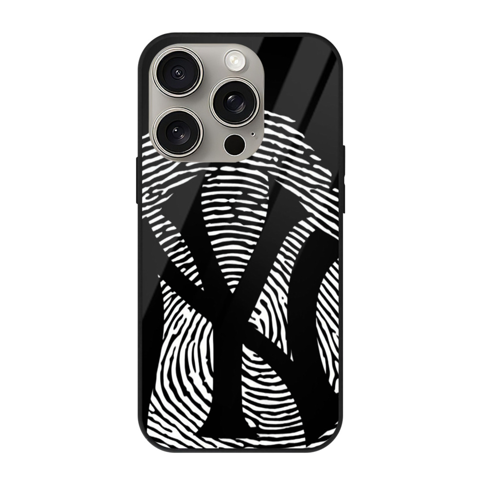 New York Yankees It's In My DNA IPhone 15 Pro Mirror Phone Case – UV Printed Glass + TPU – Scratch-Resistant, Wireless Charging Compatible, Precise Fit & Stylish Design