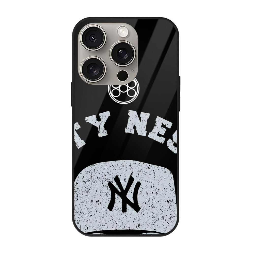 New York Yankees Nasty Nestor IPhone 15 Pro Mirror Phone Case – UV Printed Glass + TPU – Scratch-Resistant, Wireless Charging Compatible, Precise Fit & Stylish Design