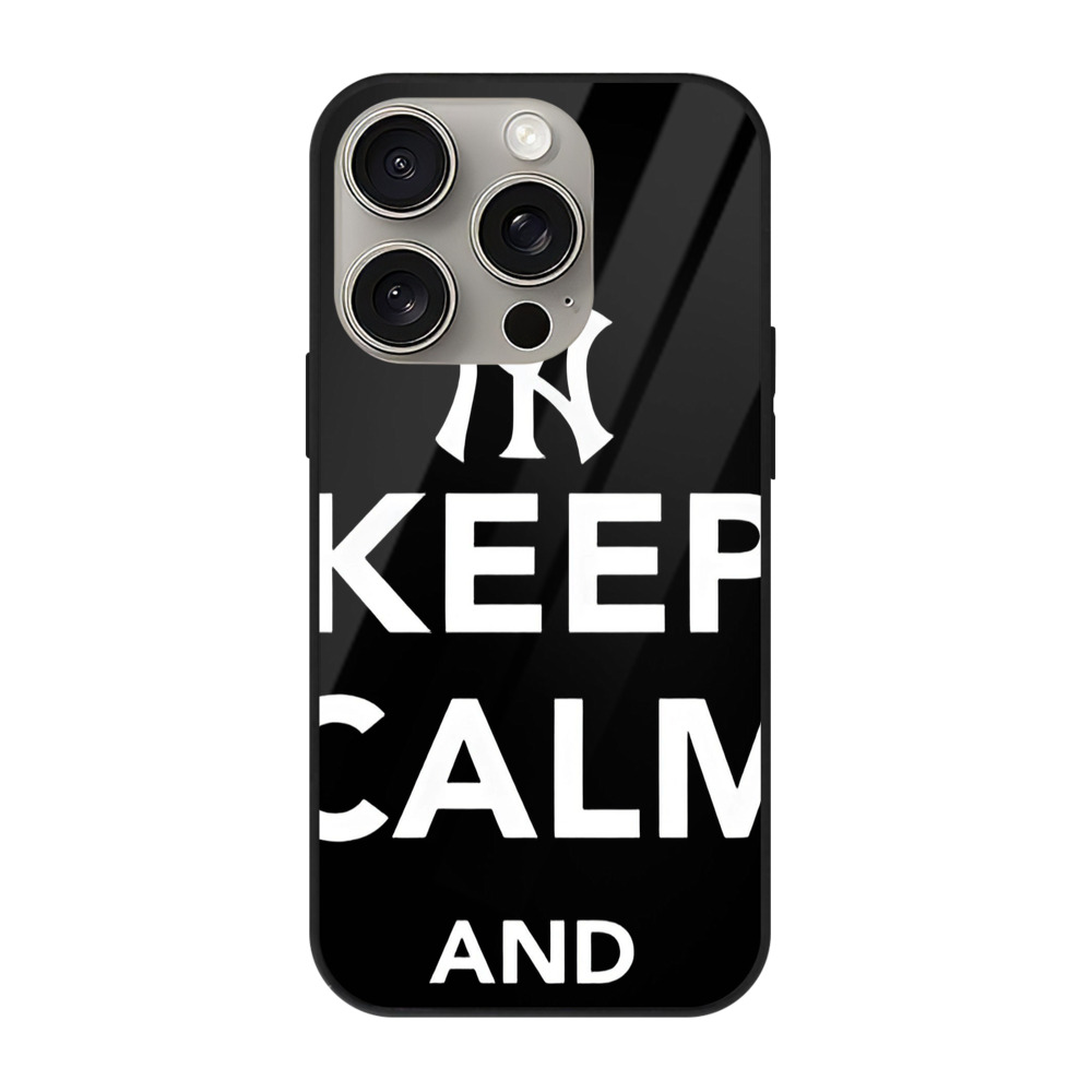 New York Yankees 47 IPhone 15 Pro Mirror Phone Case – UV Printed Glass + TPU – Scratch-Resistant, Wireless Charging Compatible, Precise Fit & Stylish Design