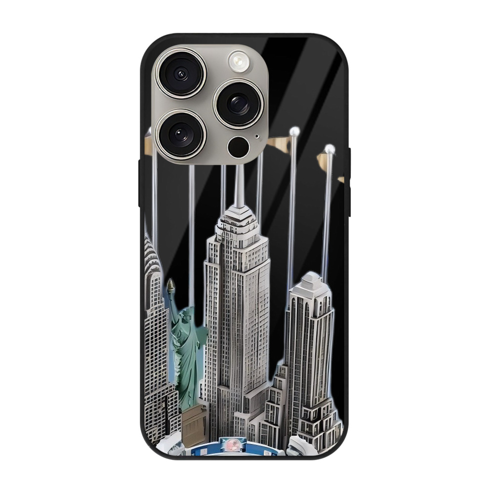 New York Yankees WS Champions Cup IPhone 15 Pro Mirror Phone Case – UV Printed Glass + TPU – Scratch-Resistant, Wireless Charging Compatible, Precise Fit & Stylish Design