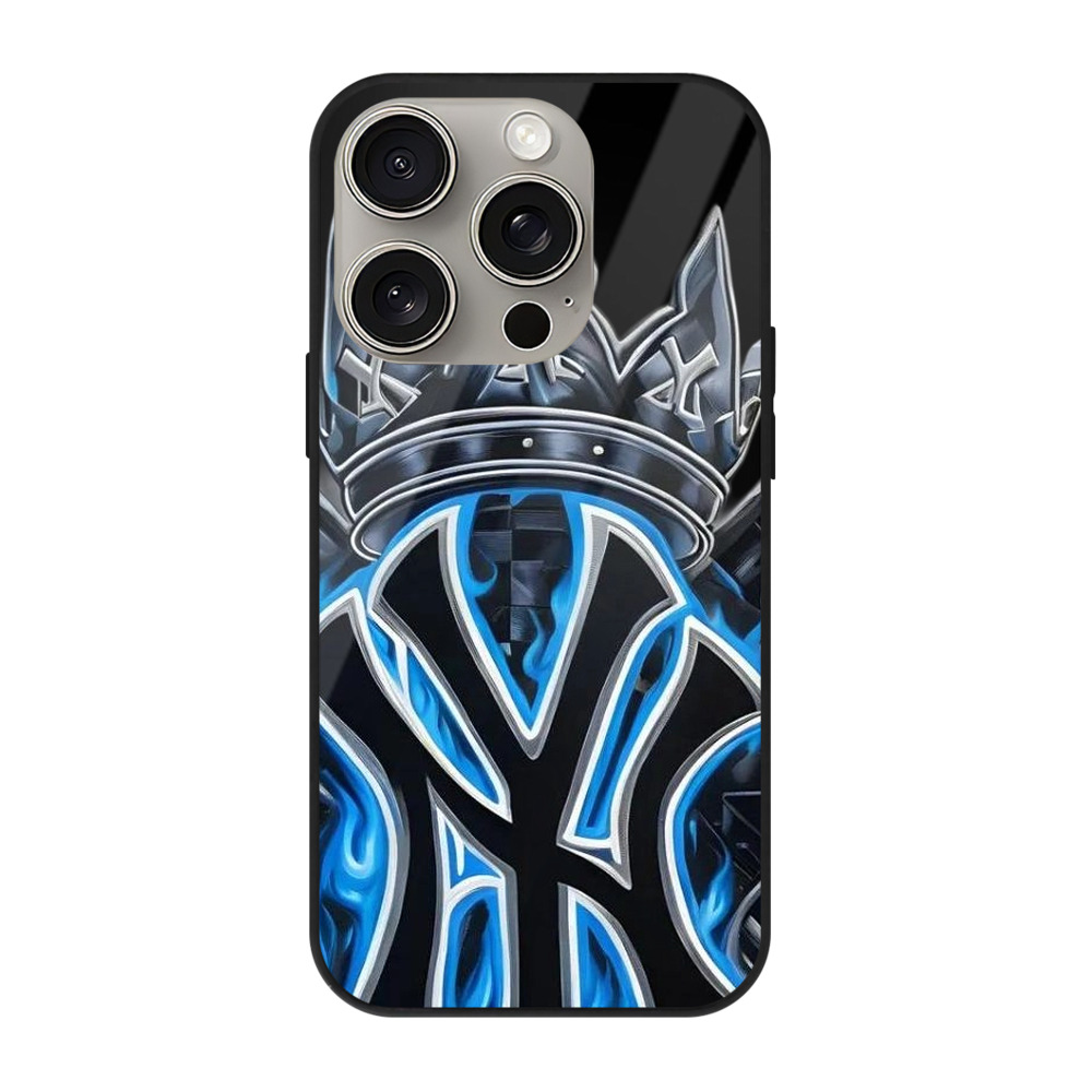 New York Yankees 285 IPhone 15 Pro Mirror Phone Case – UV Printed Glass + TPU – Scratch-Resistant, Wireless Charging Compatible, Precise Fit & Stylish Design