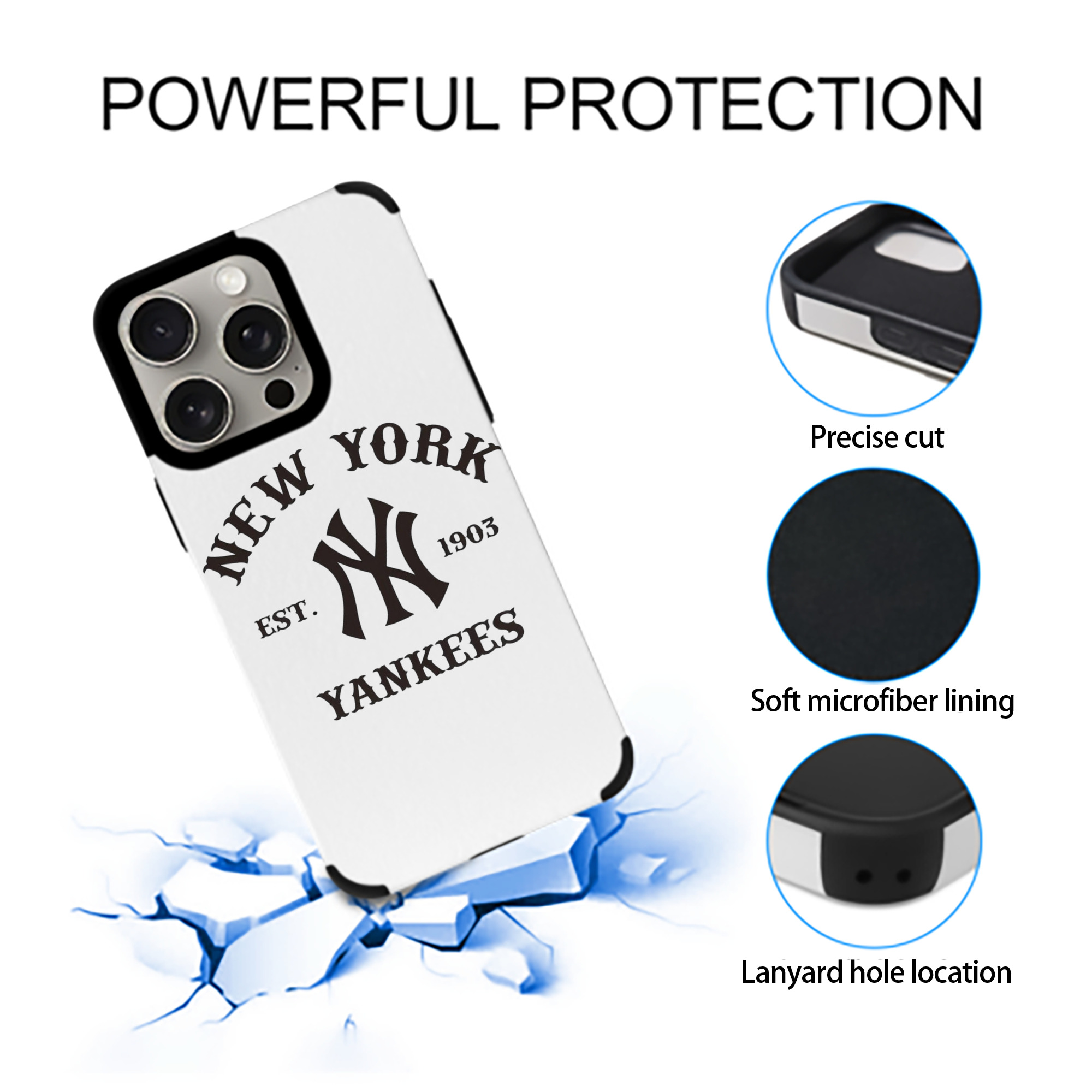 New York Yankees EST 1903 IPhone 15 Pro Max PU Leather Case – Soft Lining, 360° Protection – Precise Fit, 3D Buttons, Easy Charging – Anti-Yellowing, Easy To Clean