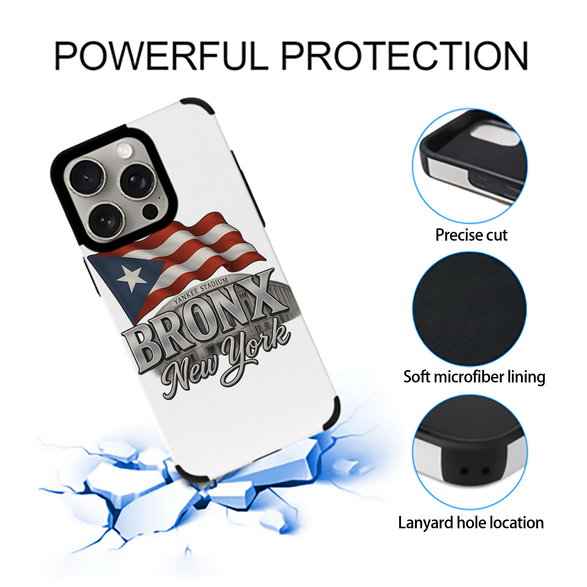 New York Yankees BRONX Yankees Stadium IPhone 15 Pro Max PU Leather Case – Soft Lining, 360° Protection – Precise Fit, 3D Buttons, Easy Charging – Anti-Yellowing, Easy To Clean