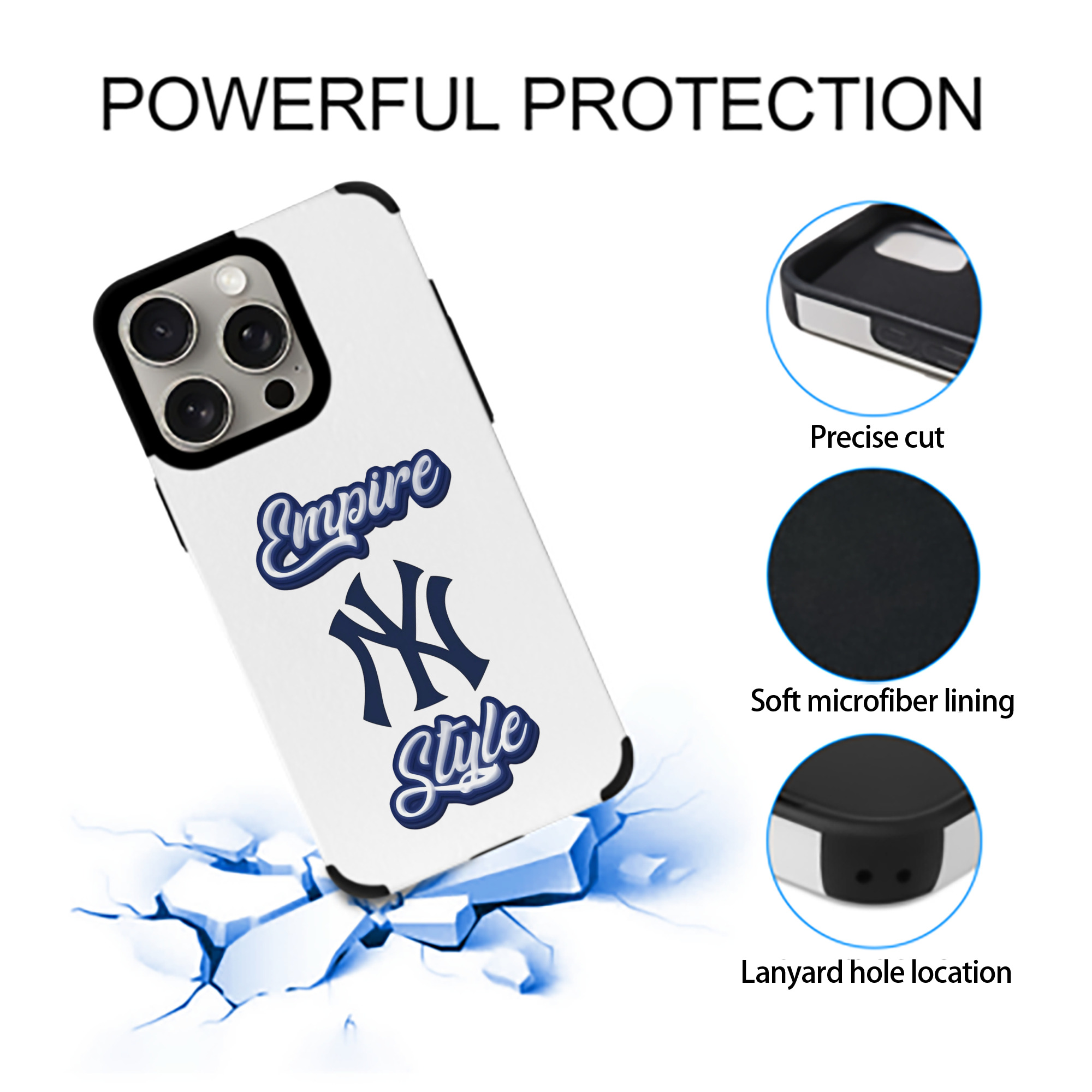 New York Yankees Empire Yankees Style IPhone 15 Pro Max PU Leather Case – Soft Lining, 360° Protection – Precise Fit, 3D Buttons, Easy Charging – Anti-Yellowing, Easy To Clean