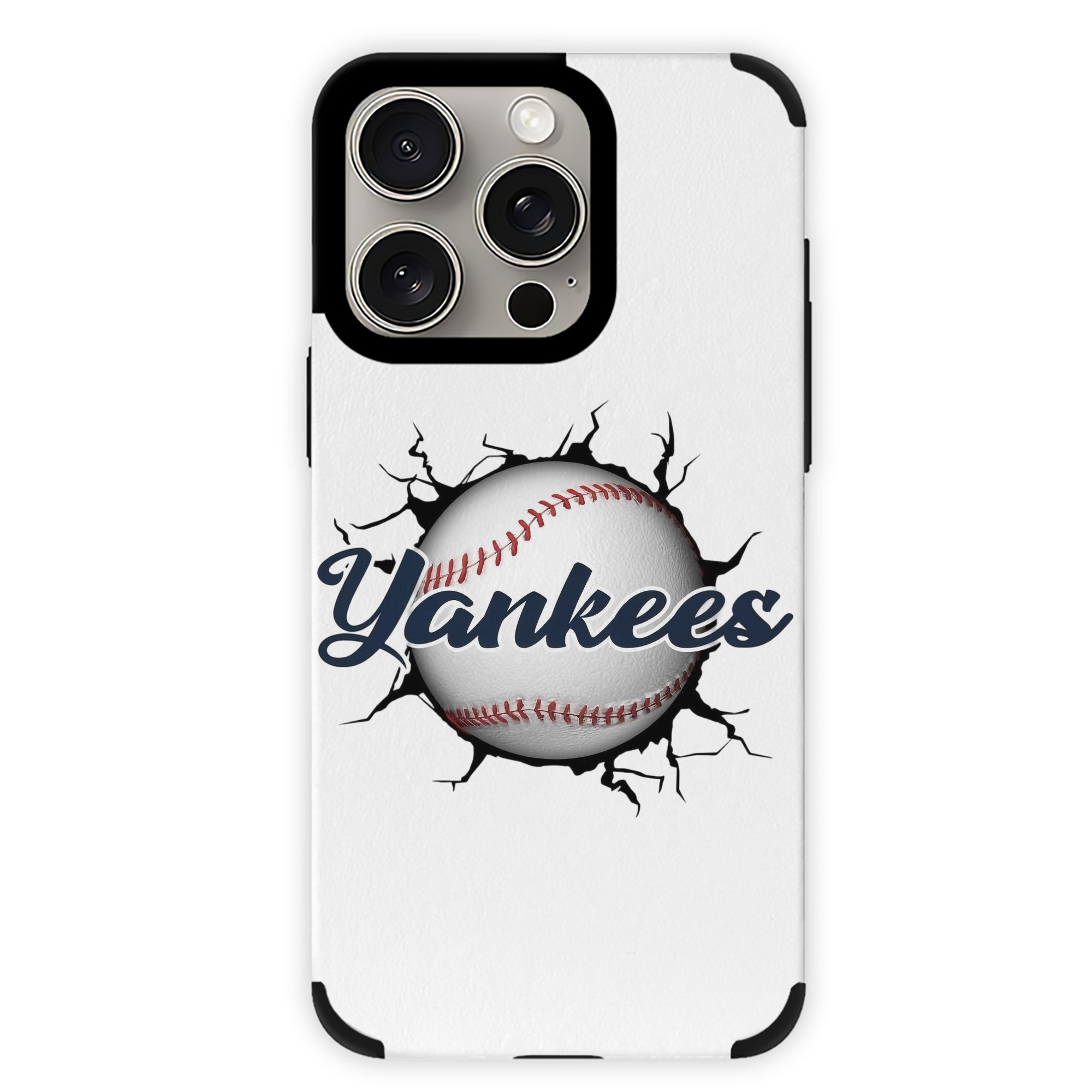 Yankees Baseball Wall And Art IPhone 15 Pro Max PU Leather Case – Soft Lining, 360° Protection – Precise Fit, 3D Buttons, Easy Charging – Anti-Yellowing, Easy To Clean