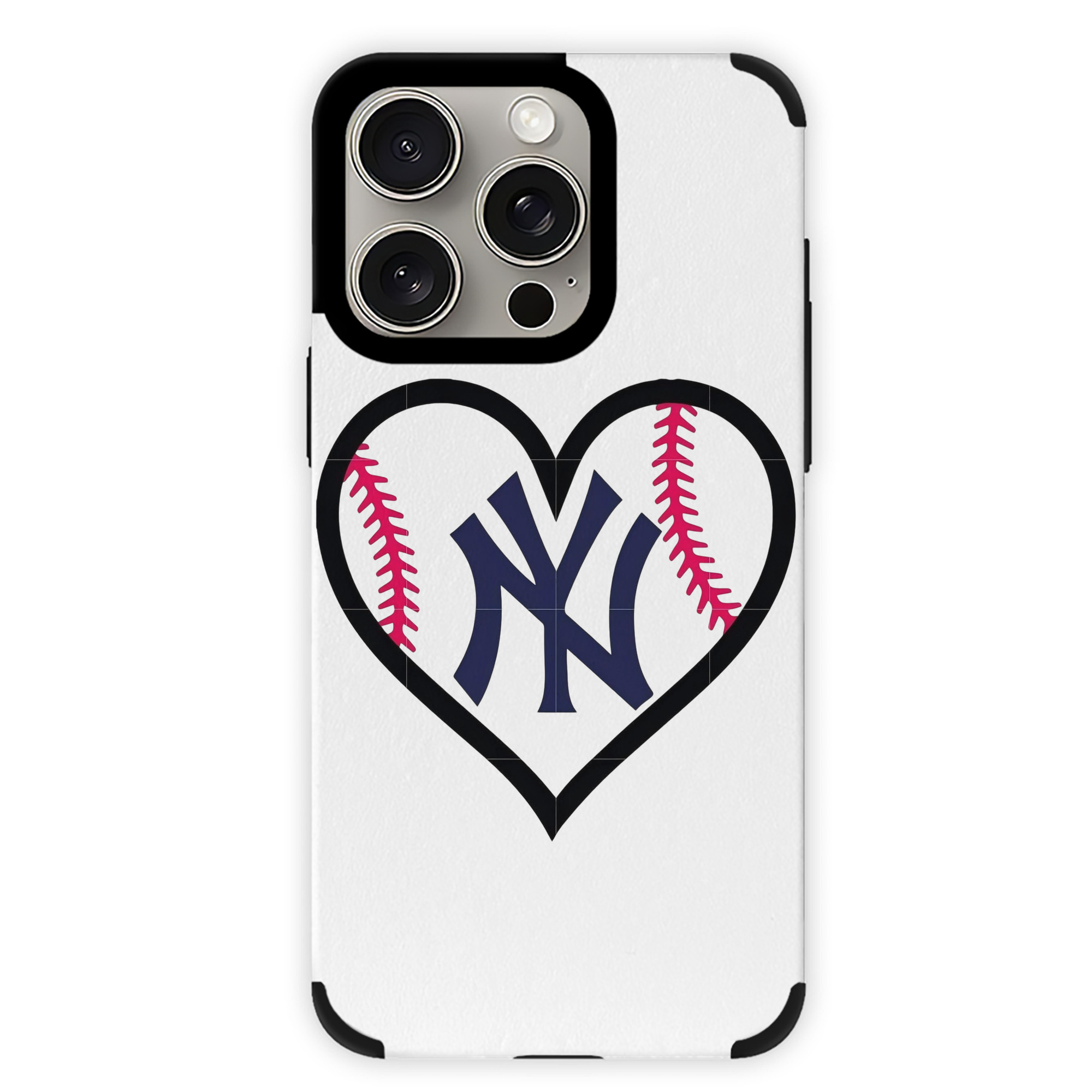 New York Yankees Heart IPhone 15 Pro Max PU Leather Case – Soft Lining, 360° Protection – Precise Fit, 3D Buttons, Easy Charging – Anti-Yellowing, Easy To Clean