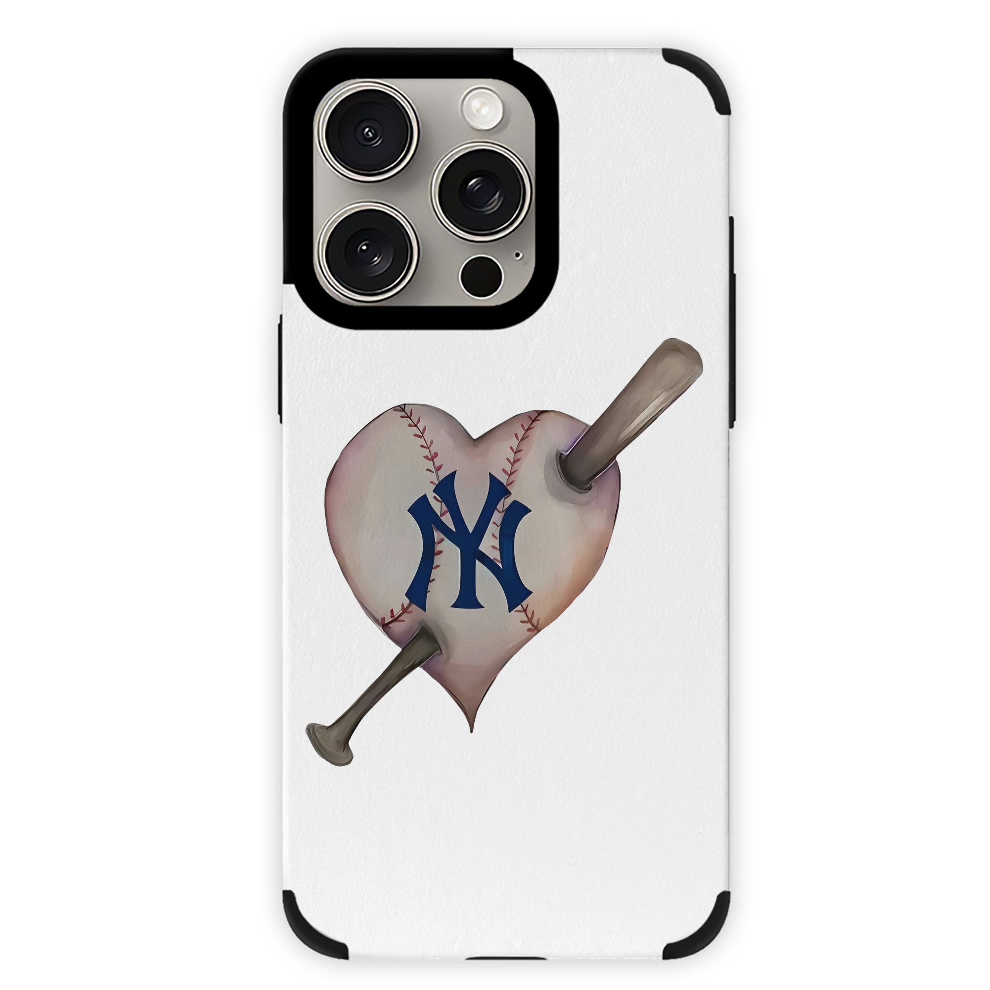 New York Yankees Heart IPhone 15 Pro Max PU Leather Case – Soft Lining, 360° Protection – Precise Fit, 3D Buttons, Easy Charging – Anti-Yellowing, Easy To Clean