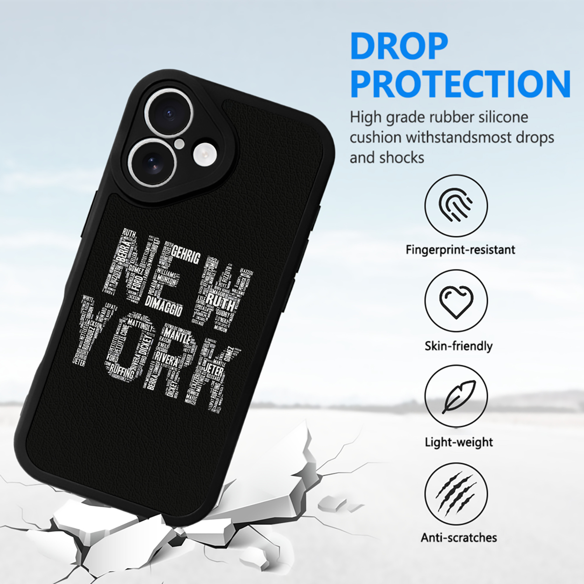 New York Yankees 277 IPhone 16 Silicone Leather Case – UV Print, Lambskin Texture – Perfect Fit, Wireless Charging Compatible, Scratch Resistant, Precise Cutouts – Stylish Protection For IPhone 16