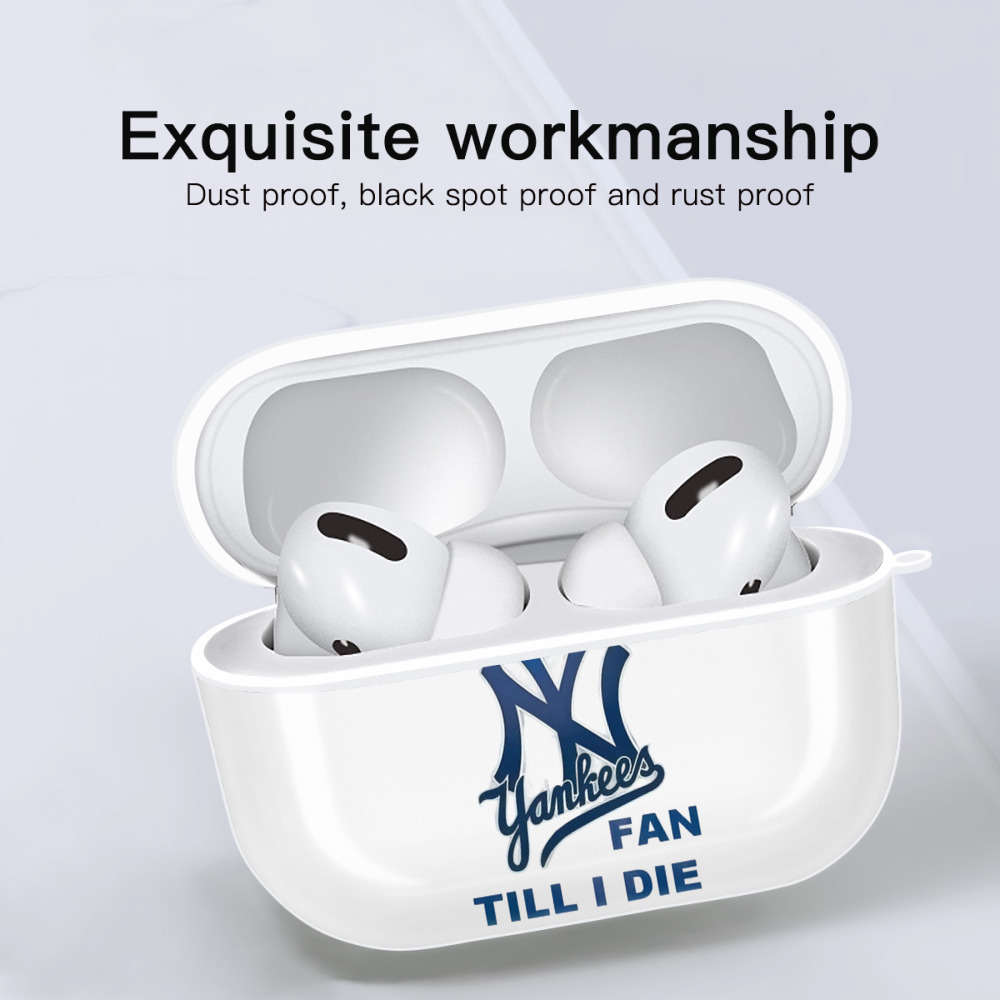 New York Yankees Win,Lose or Tie IMA Fan Till I Die AirPods Pro Hard Case White With Keychain, Durable Flexible PC, Precise Cutouts, Anti-Fingerprint, Yellowing & Scratch Resistant, Full Protection, Washable