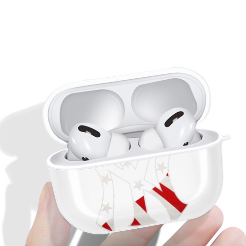 New York Yankees Logo USA AirPods Pro Hard Case White With Keychain, Durable Flexible PC, Precise Cutouts, Anti-Fingerprint, Yellowing & Scratch Resistant, Full Protection, Washable