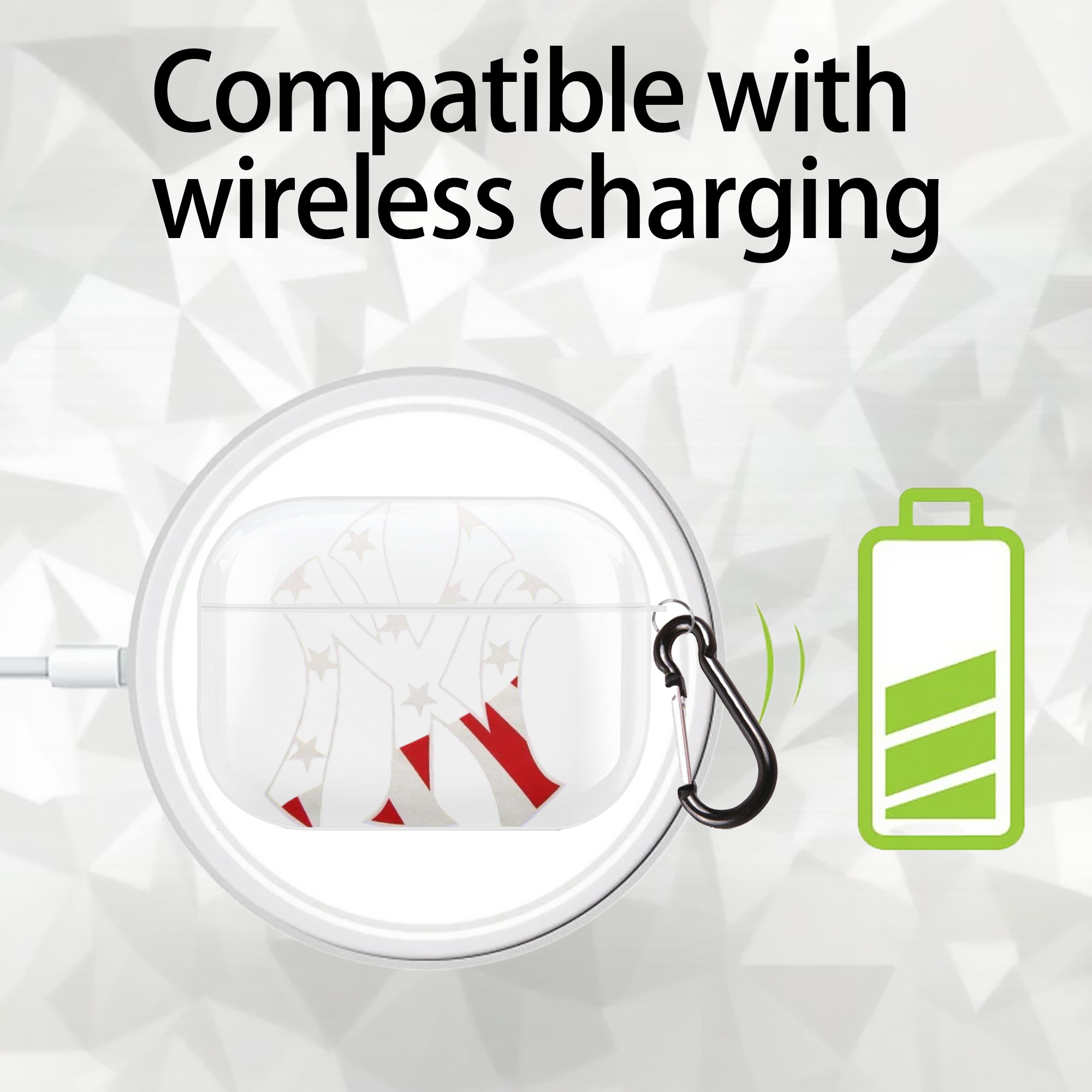 New York Yankees Logo USA AirPods Pro Hard Case White With Keychain, Durable Flexible PC, Precise Cutouts, Anti-Fingerprint, Yellowing & Scratch Resistant, Full Protection, Washable