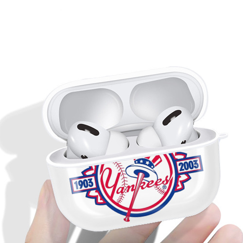 New York Yankees 100th Anniversary 1903-2003 AirPods Pro Hard Case White With Keychain, Durable Flexible PC, Precise Cutouts, Anti-Fingerprint, Yellowing & Scratch Resistant, Full Protection, Washable