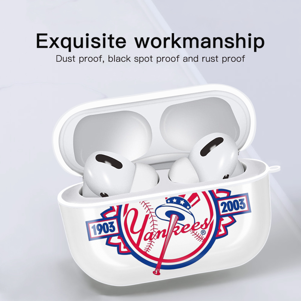 New York Yankees 100th Anniversary 1903-2003 AirPods Pro Hard Case White With Keychain, Durable Flexible PC, Precise Cutouts, Anti-Fingerprint, Yellowing & Scratch Resistant, Full Protection, Washable