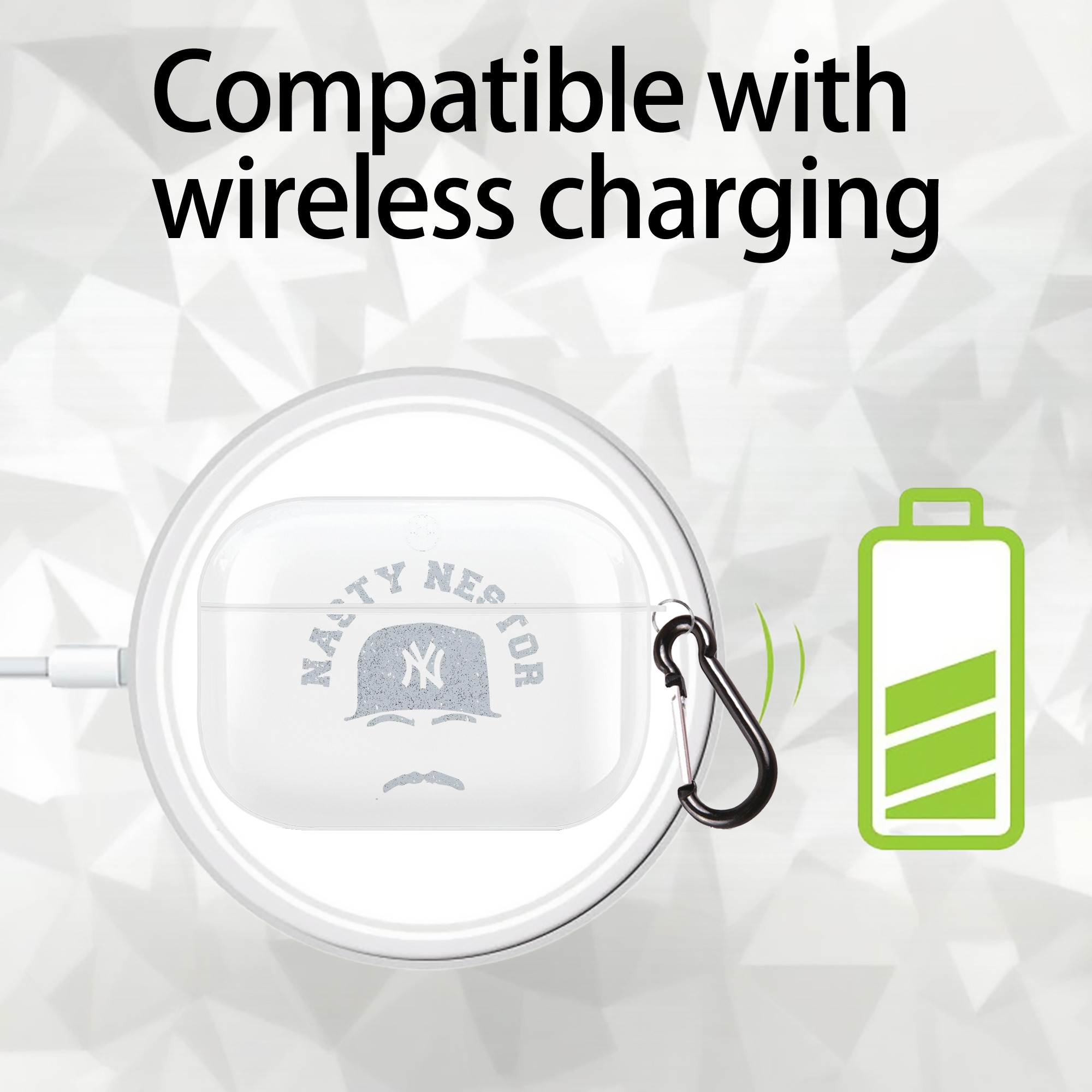 New York Yankees Nasty Nestor AirPods Pro Hard Case White With Keychain, Durable Flexible PC, Precise Cutouts, Anti-Fingerprint, Yellowing & Scratch Resistant, Full Protection, Washable