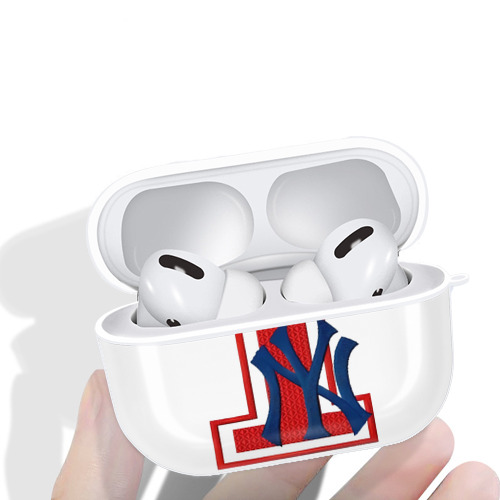 New York Yankees No.1 Fans AirPods Pro Hard Case White With Keychain, Durable Flexible PC, Precise Cutouts, Anti-Fingerprint, Yellowing & Scratch Resistant, Full Protection, Washable