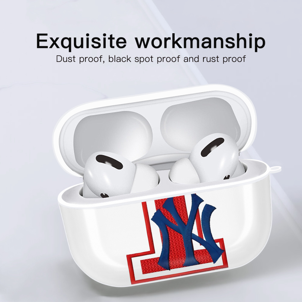 New York Yankees No.1 Fans AirPods Pro Hard Case White With Keychain, Durable Flexible PC, Precise Cutouts, Anti-Fingerprint, Yellowing & Scratch Resistant, Full Protection, Washable