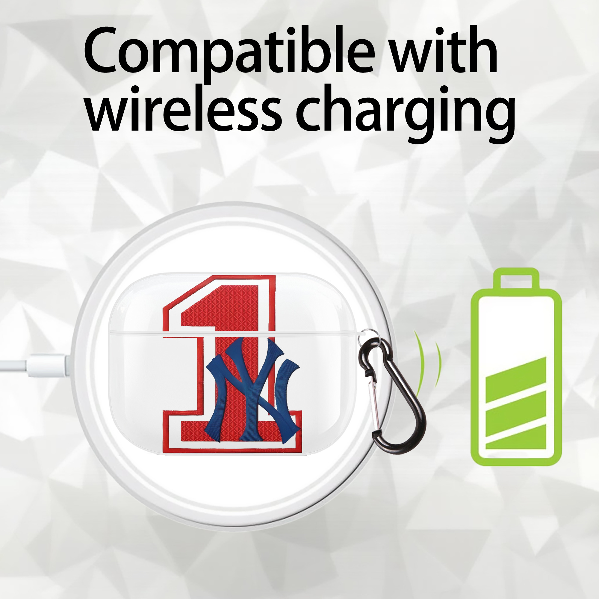 New York Yankees No.1 Fans AirPods Pro Hard Case White With Keychain, Durable Flexible PC, Precise Cutouts, Anti-Fingerprint, Yellowing & Scratch Resistant, Full Protection, Washable