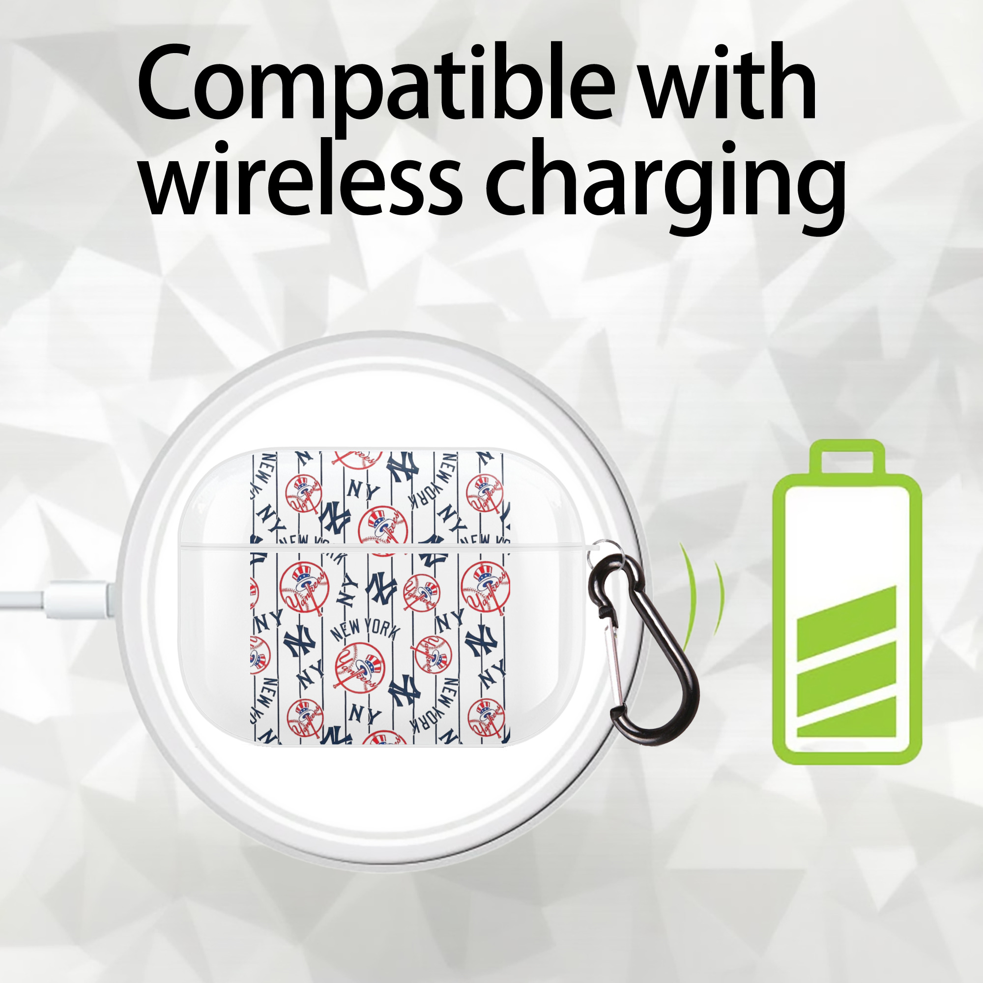 New York Yankees 78 AirPods Pro Hard Case White With Keychain, Durable Flexible PC, Precise Cutouts, Anti-Fingerprint, Yellowing & Scratch Resistant, Full Protection, Washable