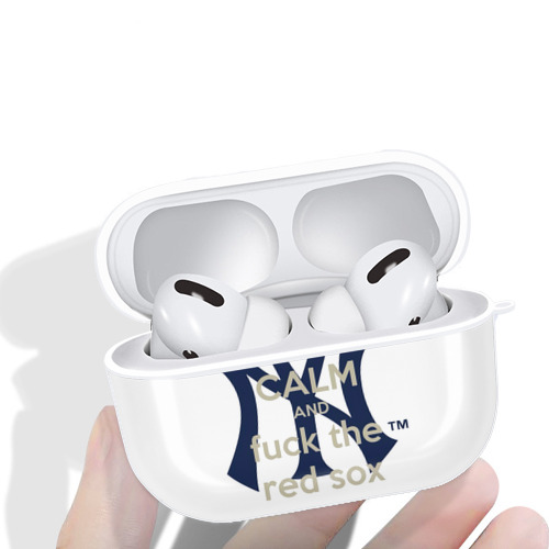 New York Yankees Keep Calm and Fuck The Red Sox AirPods Pro Hard Case White With Keychain, Durable Flexible PC, Precise Cutouts, Anti-Fingerprint, Yellowing & Scratch Resistant, Full Protection, Washable