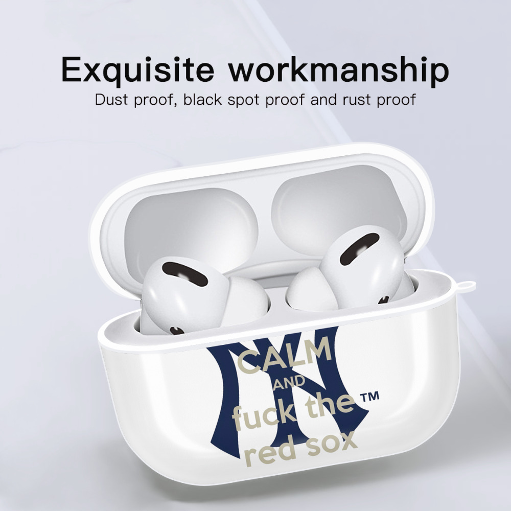 New York Yankees Keep Calm and Fuck The Red Sox AirPods Pro Hard Case White With Keychain, Durable Flexible PC, Precise Cutouts, Anti-Fingerprint, Yellowing & Scratch Resistant, Full Protection, Washable