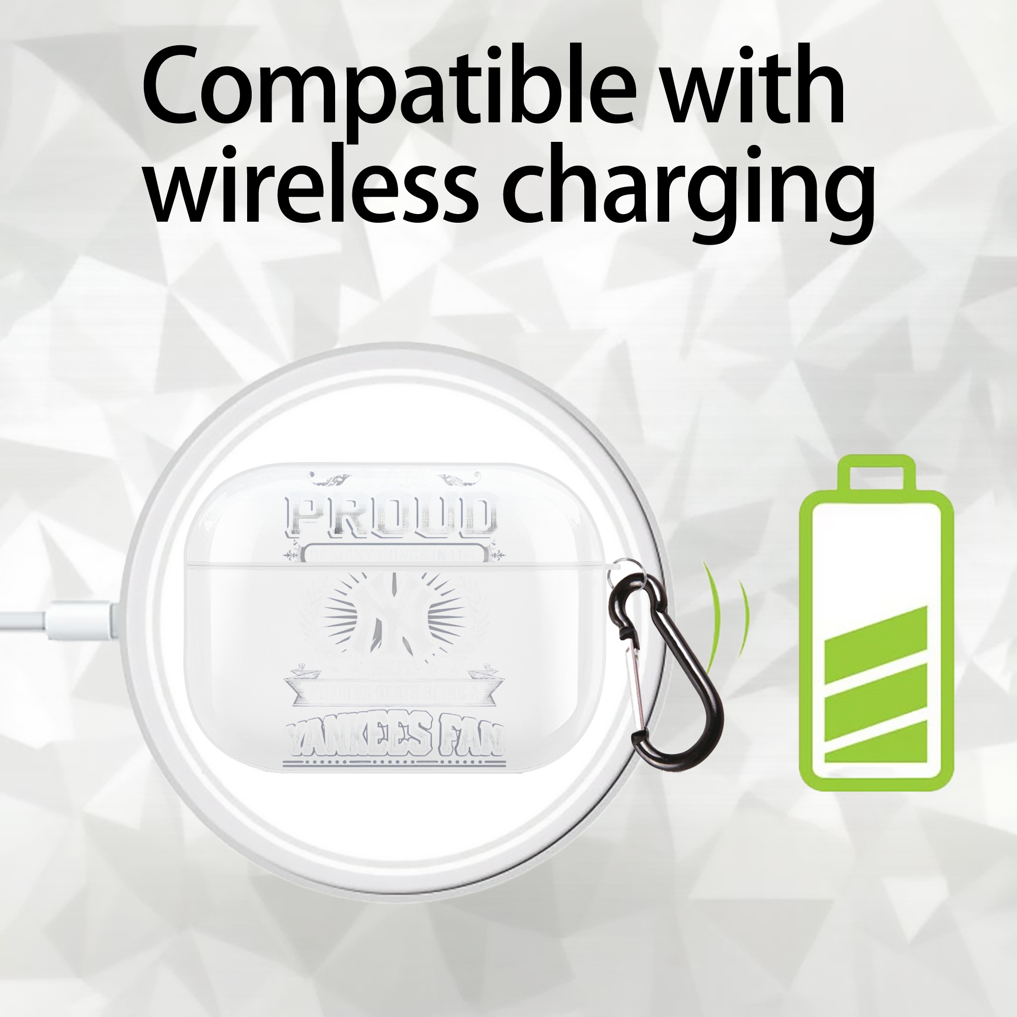 New York Yankees 275 AirPods Pro Hard Case White With Keychain, Durable Flexible PC, Precise Cutouts, Anti-Fingerprint, Yellowing & Scratch Resistant, Full Protection, Washable