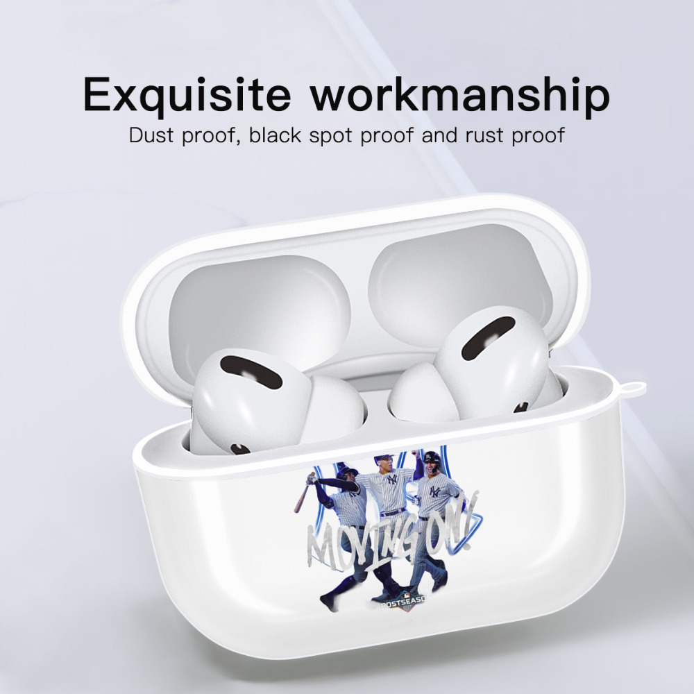 New York Yankees 280 AirPods Pro Hard Case White With Keychain, Durable Flexible PC, Precise Cutouts, Anti-Fingerprint, Yellowing & Scratch Resistant, Full Protection, Washable