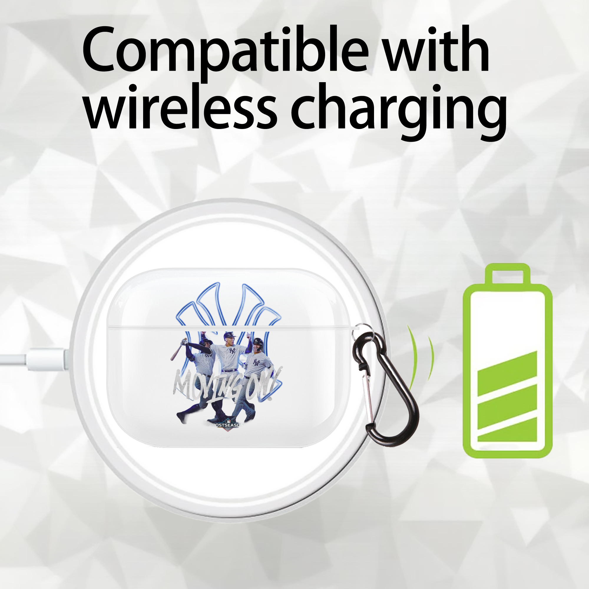 New York Yankees 280 AirPods Pro Hard Case White With Keychain, Durable Flexible PC, Precise Cutouts, Anti-Fingerprint, Yellowing & Scratch Resistant, Full Protection, Washable