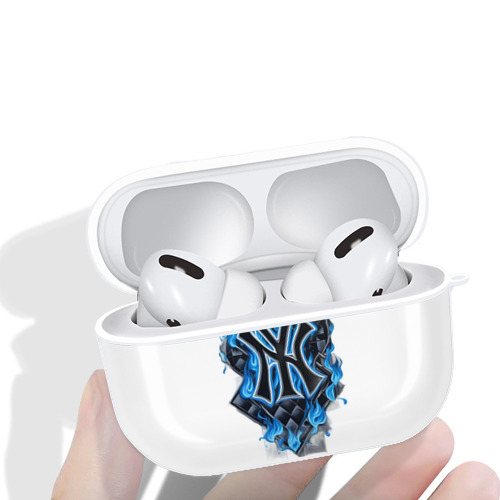 New York Yankees 285 AirPods Pro Hard Case White With Keychain, Durable Flexible PC, Precise Cutouts, Anti-Fingerprint, Yellowing & Scratch Resistant, Full Protection, Washable
