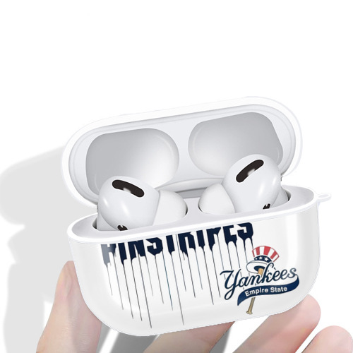 New York Yankees I Bleed Pinstripes AirPods Pro Hard Case White With Keychain, Durable Flexible PC, Precise Cutouts, Anti-Fingerprint, Yellowing & Scratch Resistant, Full Protection, Washable