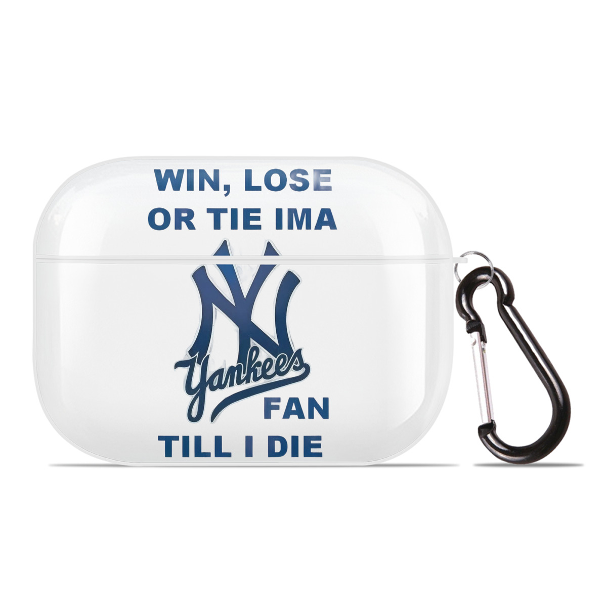 New York Yankees Win,Lose or Tie IMA Fan Till I Die AirPods Pro Hard Case White With Keychain, Durable Flexible PC, Precise Cutouts, Anti-Fingerprint, Yellowing & Scratch Resistant, Full Protection, Washable