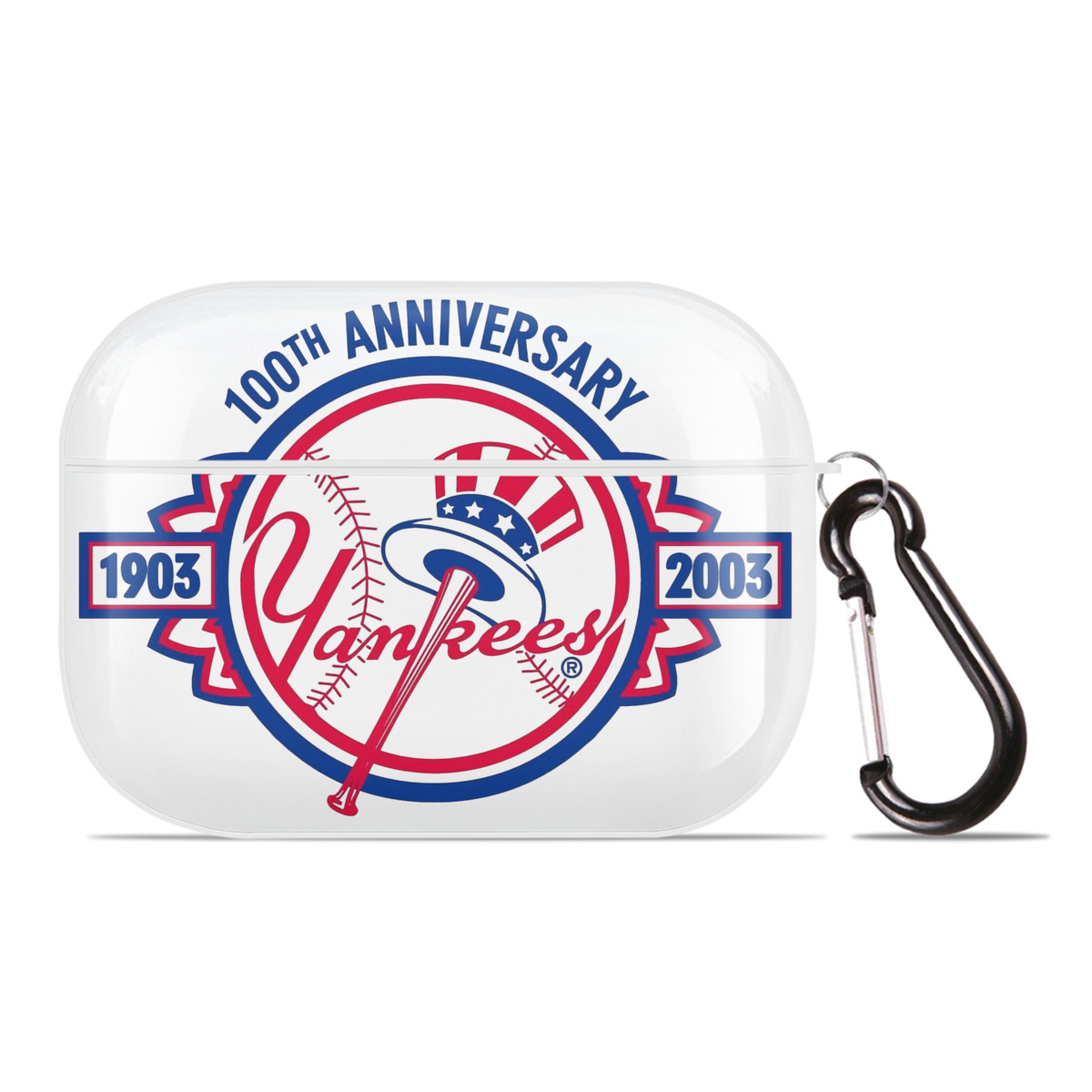 New York Yankees 100th Anniversary 1903-2003 AirPods Pro Hard Case White With Keychain, Durable Flexible PC, Precise Cutouts, Anti-Fingerprint, Yellowing & Scratch Resistant, Full Protection, Washable