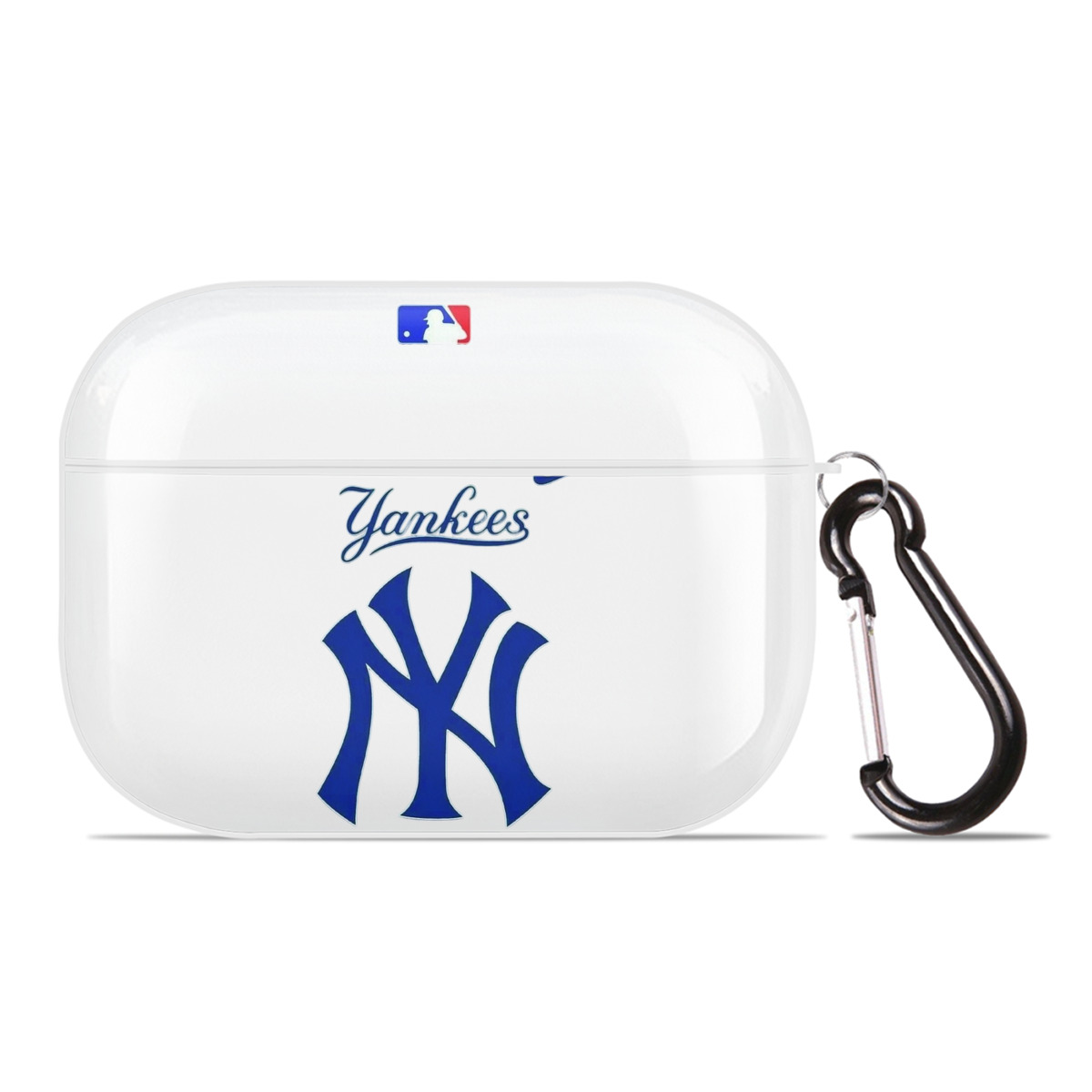 New York Yankees Blue Logo AirPods Pro Hard Case White With Keychain, Durable Flexible PC, Precise Cutouts, Anti-Fingerprint, Yellowing & Scratch Resistant, Full Protection, Washable