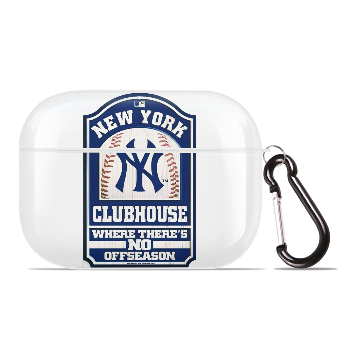 New York Yankees Club House AirPods Pro Hard Case White With Keychain, Durable Flexible PC, Precise Cutouts, Anti-Fingerprint, Yellowing & Scratch Resistant, Full Protection, Washable