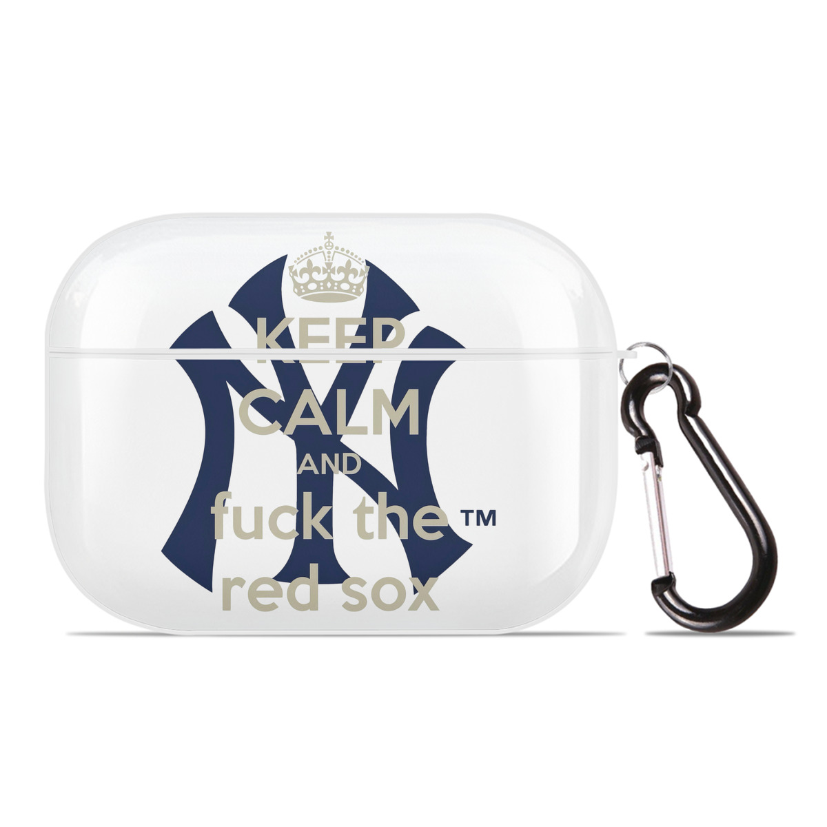 New York Yankees Keep Calm and Fuck The Red Sox AirPods Pro Hard Case White With Keychain, Durable Flexible PC, Precise Cutouts, Anti-Fingerprint, Yellowing & Scratch Resistant, Full Protection, Washable