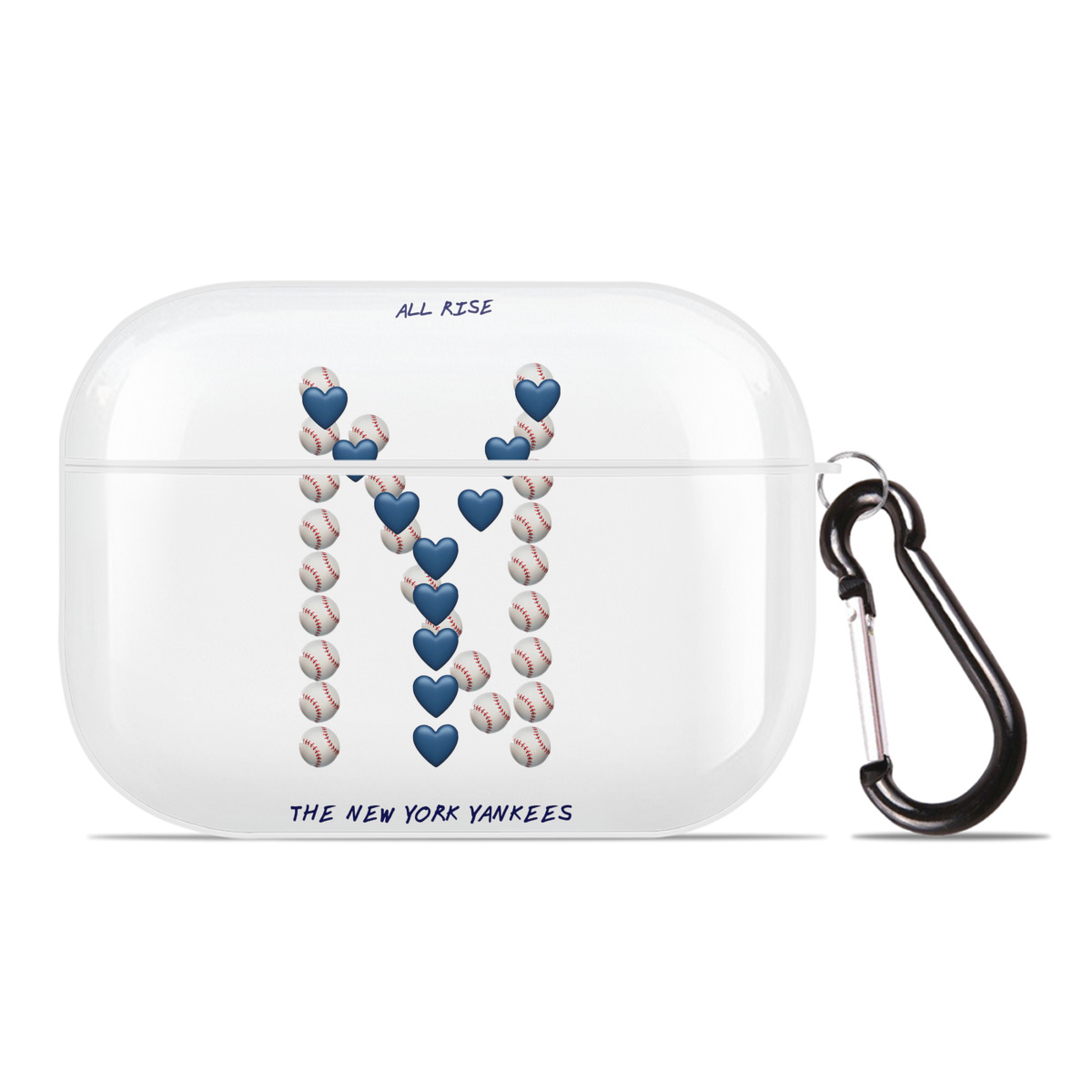 New York Yankees All Rise Love Baseball AirPods Pro Hard Case White With Keychain, Durable Flexible PC, Precise Cutouts, Anti-Fingerprint, Yellowing & Scratch Resistant, Full Protection, Washable