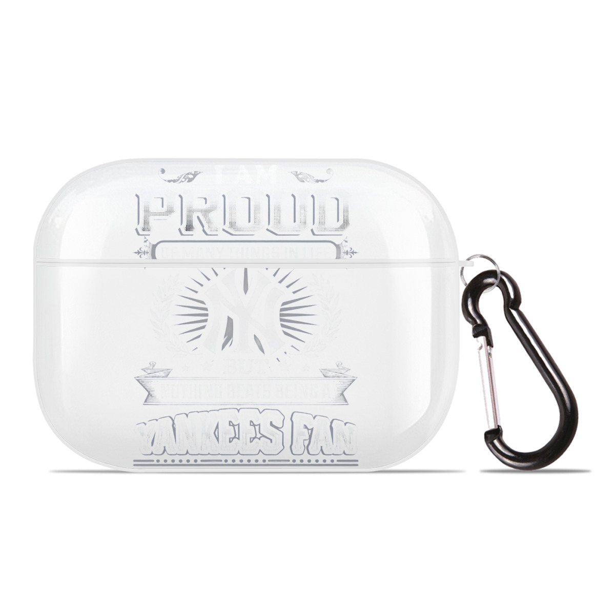 New York Yankees 275 AirPods Pro Hard Case White With Keychain, Durable Flexible PC, Precise Cutouts, Anti-Fingerprint, Yellowing & Scratch Resistant, Full Protection, Washable
