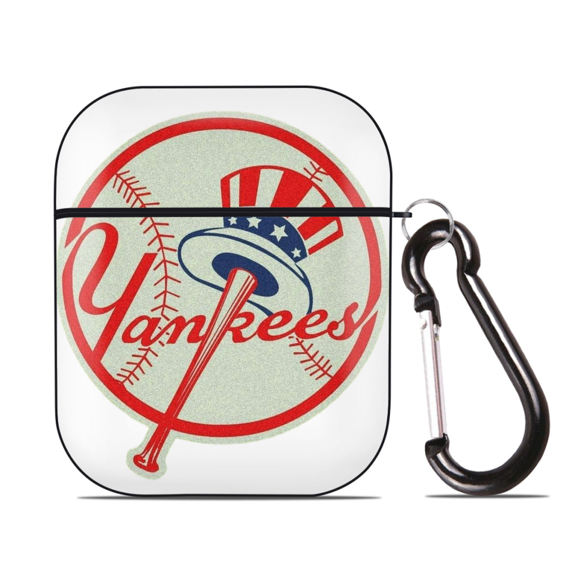 New York Yankees Logo AirPods 2 Case Hard Shell Black, Flexible PC Material, Precise Cutouts, Full Protection, Anti-Fingerprint, Washable, Includes Keychain – Durable & Slim Design