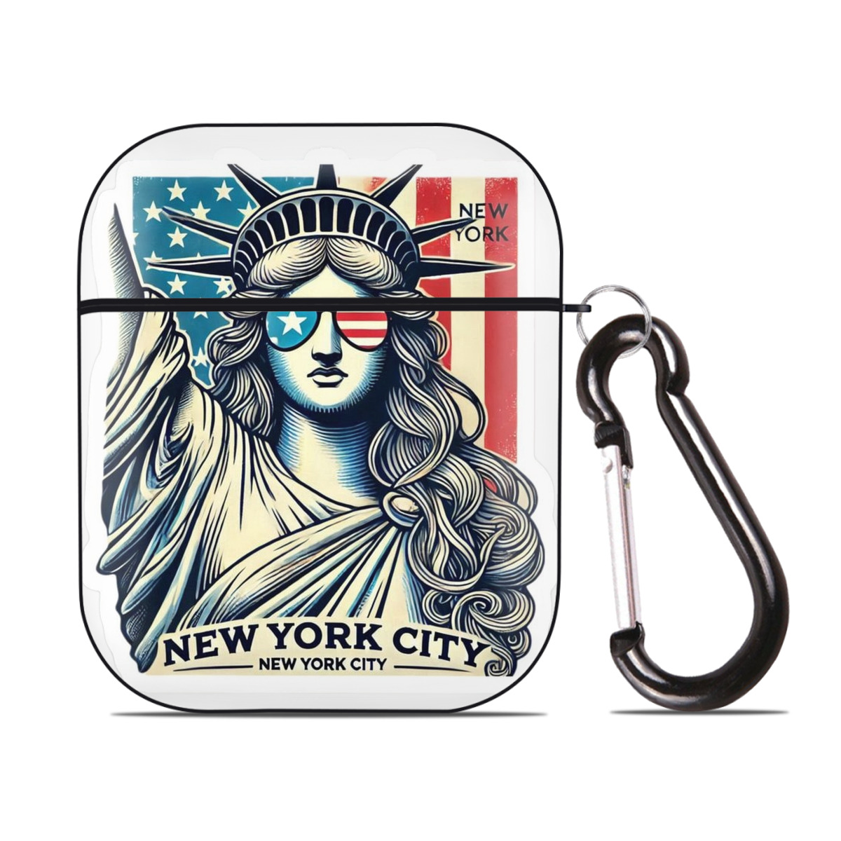 New York Yankees Liberty AirPods 2 Case Hard Shell Black, Flexible PC Material, Precise Cutouts, Full Protection, Anti-Fingerprint, Washable, Includes Keychain – Durable & Slim Design