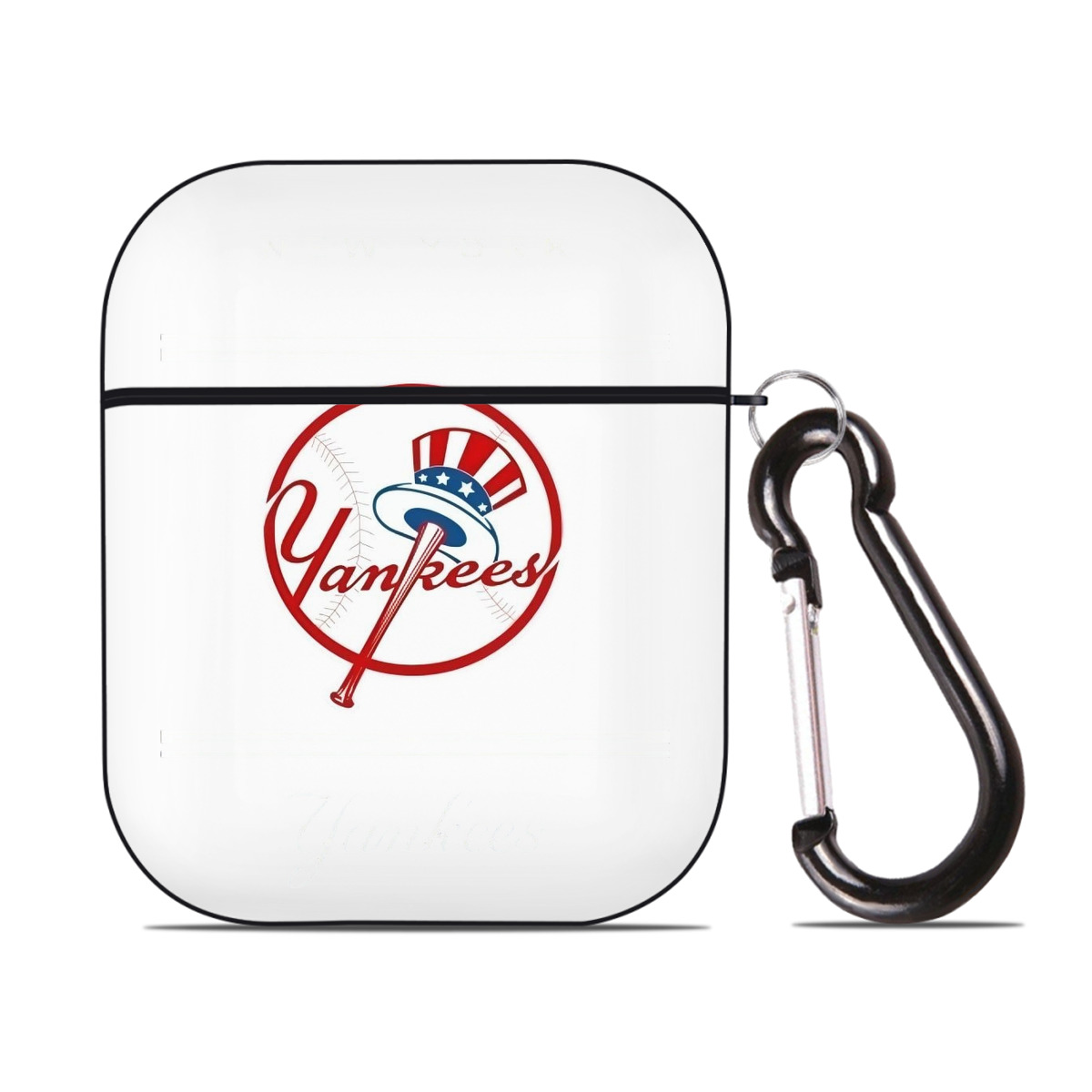 New York Yankees Logo AirPods 2 Case Hard Shell Black, Flexible PC Material, Precise Cutouts, Full Protection, Anti-Fingerprint, Washable, Includes Keychain – Durable & Slim Design