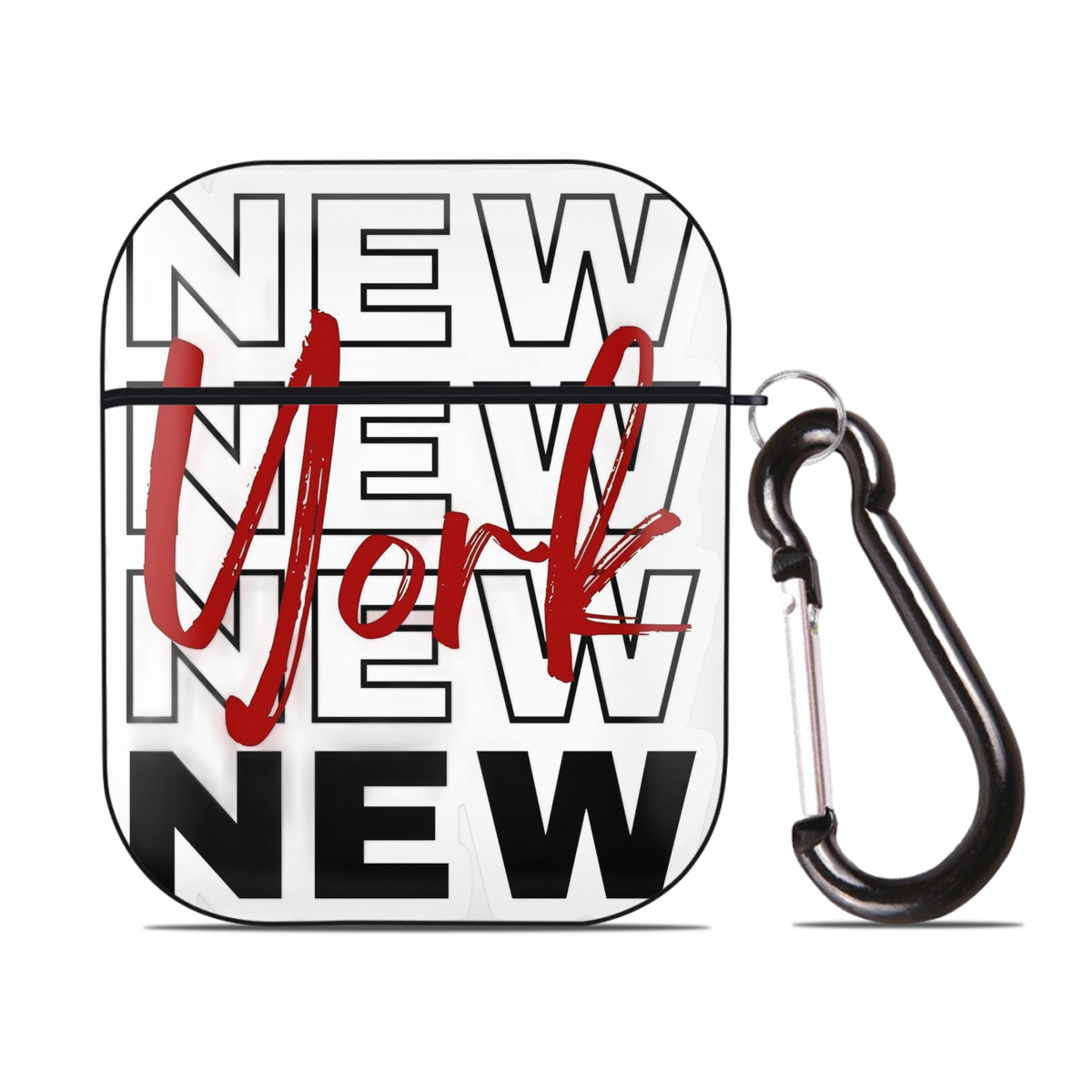 New York Yankees New York Logo AirPods 2 Case Hard Shell Black, Flexible PC Material, Precise Cutouts, Full Protection, Anti-Fingerprint, Washable, Includes Keychain – Durable & Slim Design