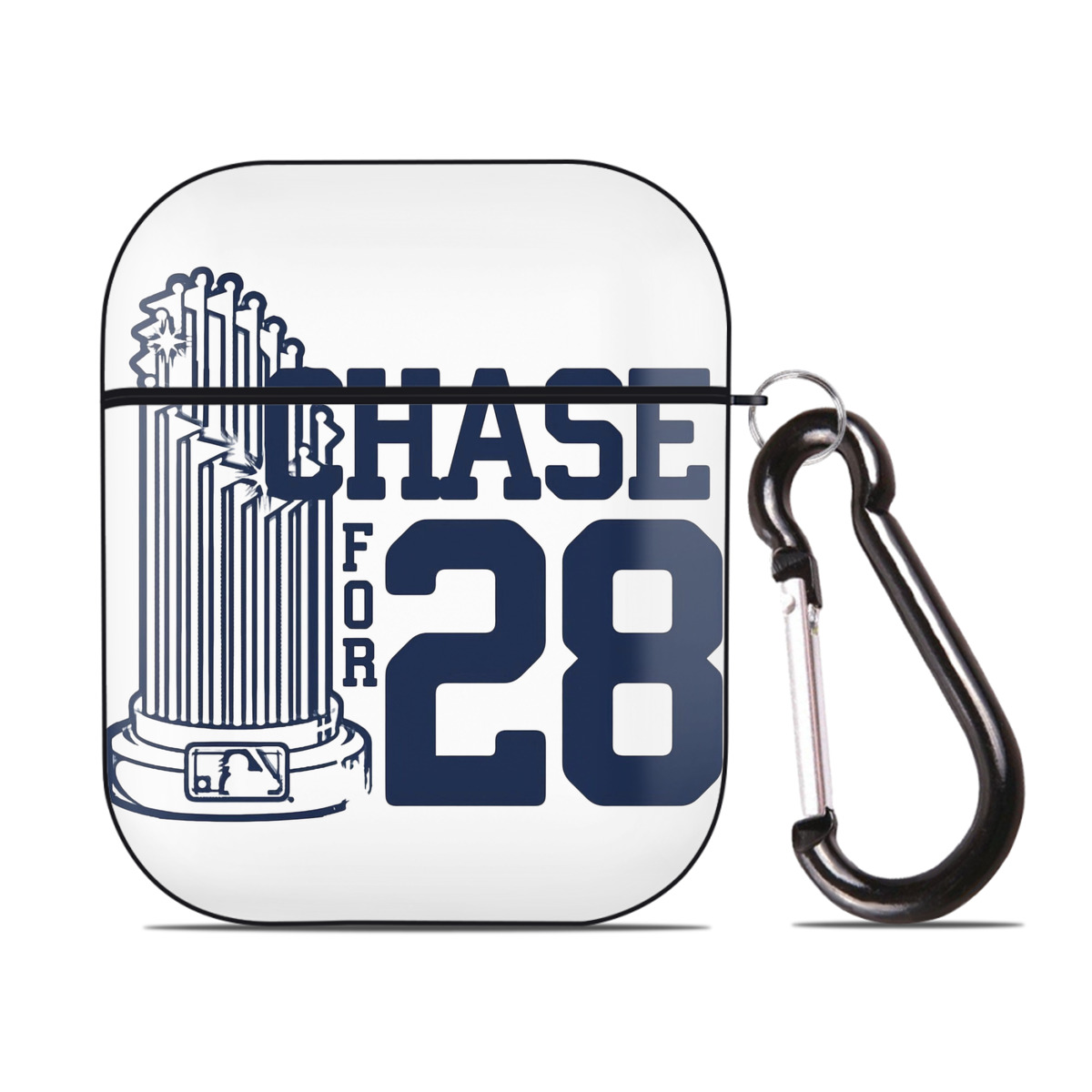 New York Yankees Chase For 28 AirPods 2 Case Hard Shell Black, Flexible PC Material, Precise Cutouts, Full Protection, Anti-Fingerprint, Washable, Includes Keychain – Durable & Slim Design