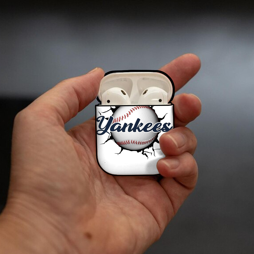 Yankees Baseball Wall And Art AirPods 2 Case Hard Shell Black, Flexible PC Material, Precise Cutouts, Full Protection, Anti-Fingerprint, Washable, Includes Keychain – Durable & Slim Design