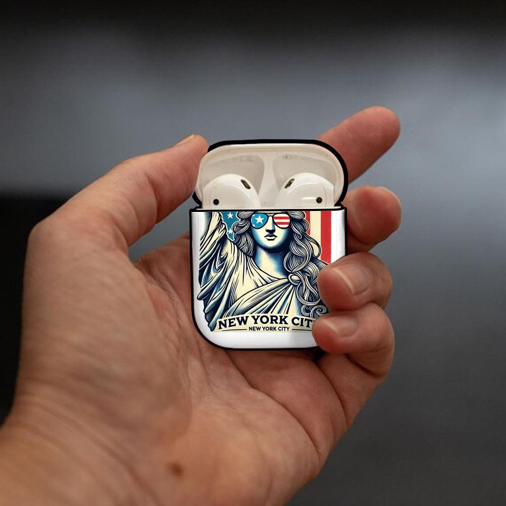 New York Yankees Liberty AirPods 2 Case Hard Shell Black, Flexible PC Material, Precise Cutouts, Full Protection, Anti-Fingerprint, Washable, Includes Keychain – Durable & Slim Design