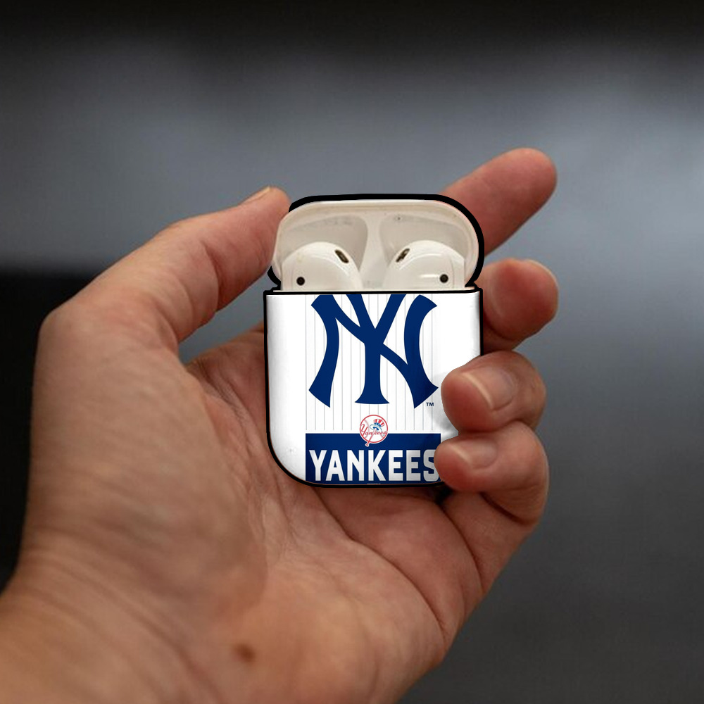 New York Yankees 23 AirPods 2 Case Hard Shell Black, Flexible PC Material, Precise Cutouts, Full Protection, Anti-Fingerprint, Washable, Includes Keychain – Durable & Slim Design